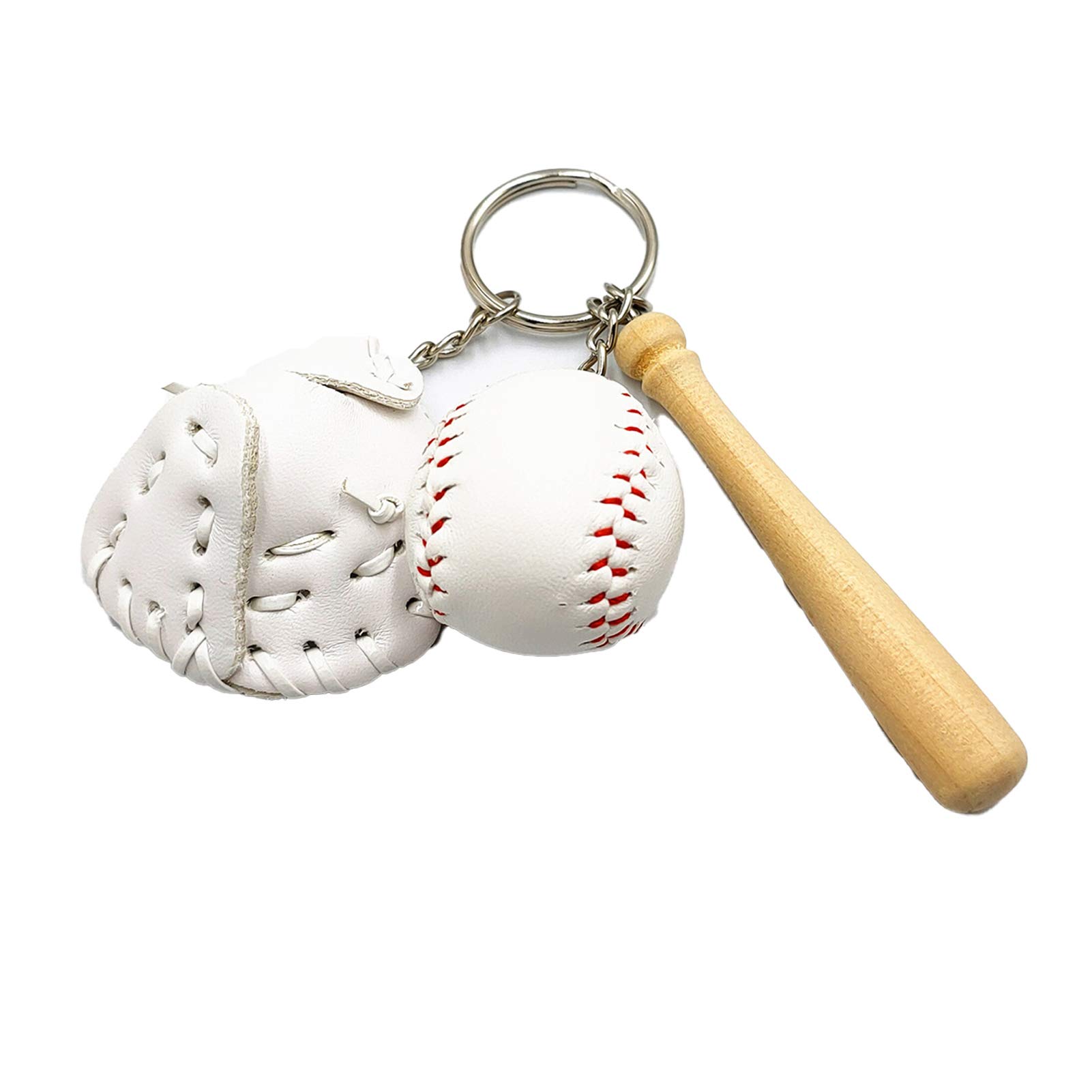 helegeSONG 2Pcs Mini Baseball Keychain Set - Baseball Bat & Glove Keyring - Sport Ball Keychain for Men - Perfect Gift for Baseball Fans & Players - Ideal for Keys, Backpacks, Sports Bags & Fan Collections