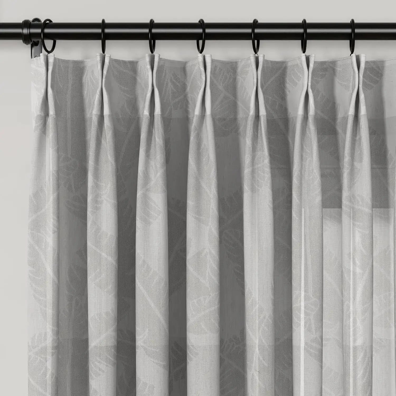 Freya Linen Semi-Sheer Jacquard Pleated Curtains - Elegant Window Treatment for Living Room & Bedroom