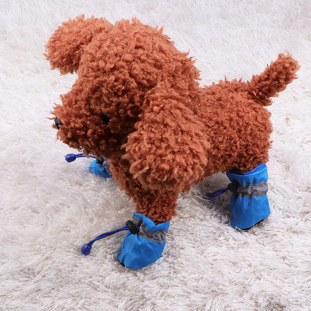 POPETPOP 4pcs Dog Boots - Waterproof Paw Protectors for Snow & Rain - Outdoor Pet Shoes for Large Dogs