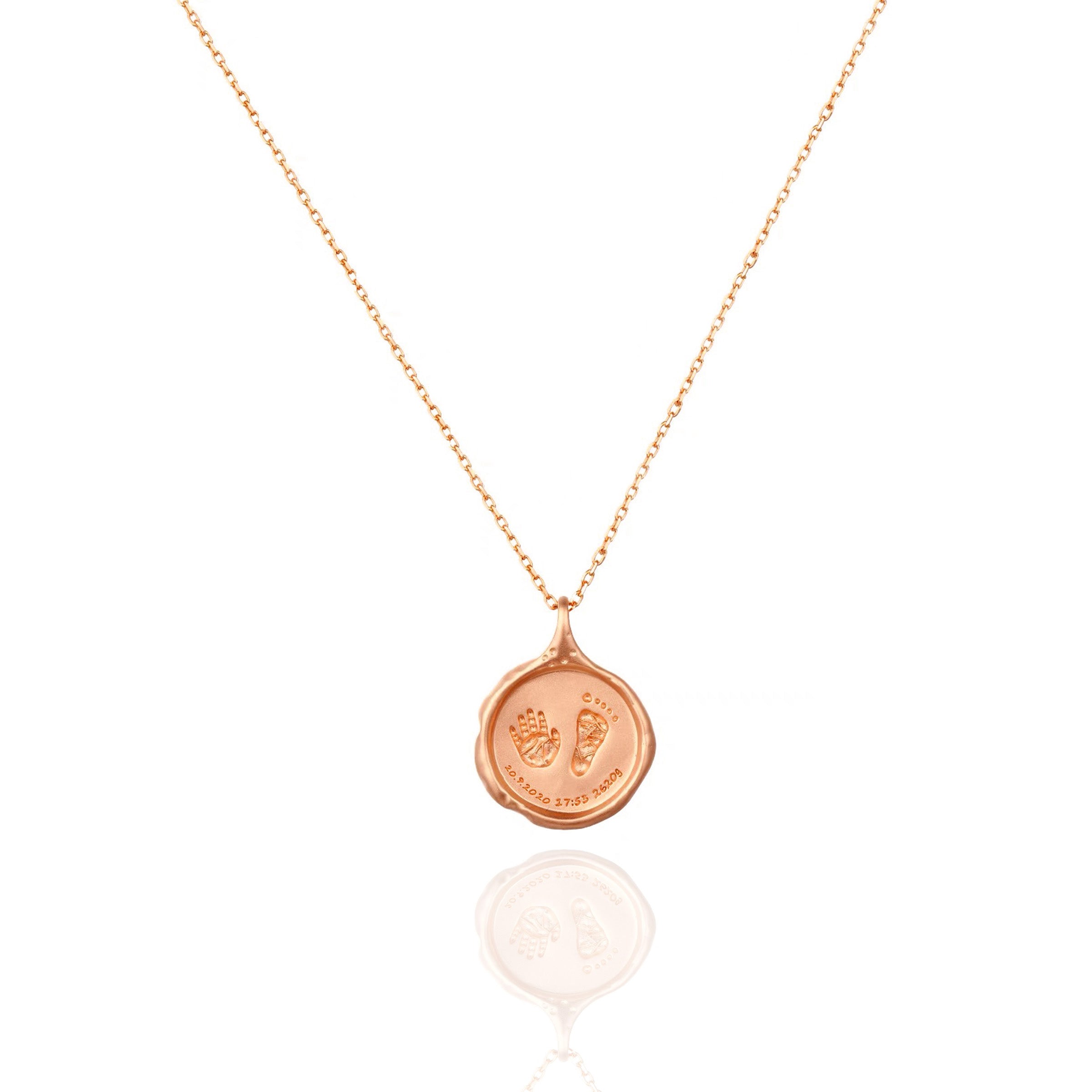 Solid Gold Baby Footprint Necklace - Personalized Custom Name & Date Jewelry - Perfect for Newborn Gifts, Christening, Baptism & Mother's Day