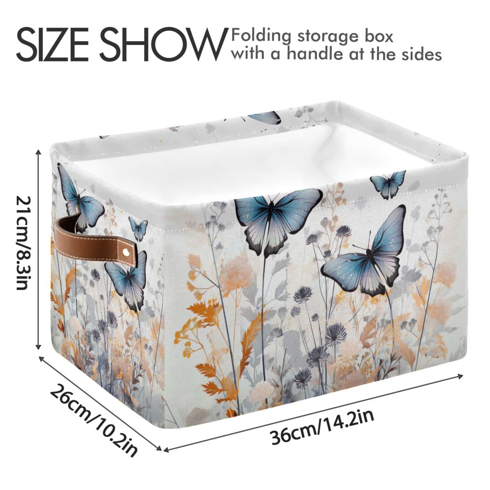 Foldable Canvas Storage Baskets with Handles - 2 Pack Rectangle Fabric Organizer Box for Clothes, Home & Office Organization | Perfect for Closet Shelves, Bedroom Decor & Laundry Storage