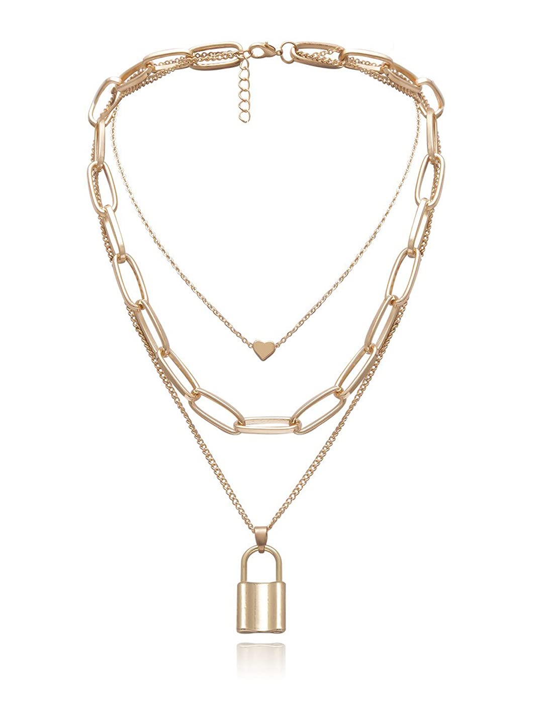 YouBella Sterling Silver Lock & Heart Pendant Necklace for Women & Girls | Elegant Layering Jewelry for Everyday Wear, Date Nights & Special Occasions