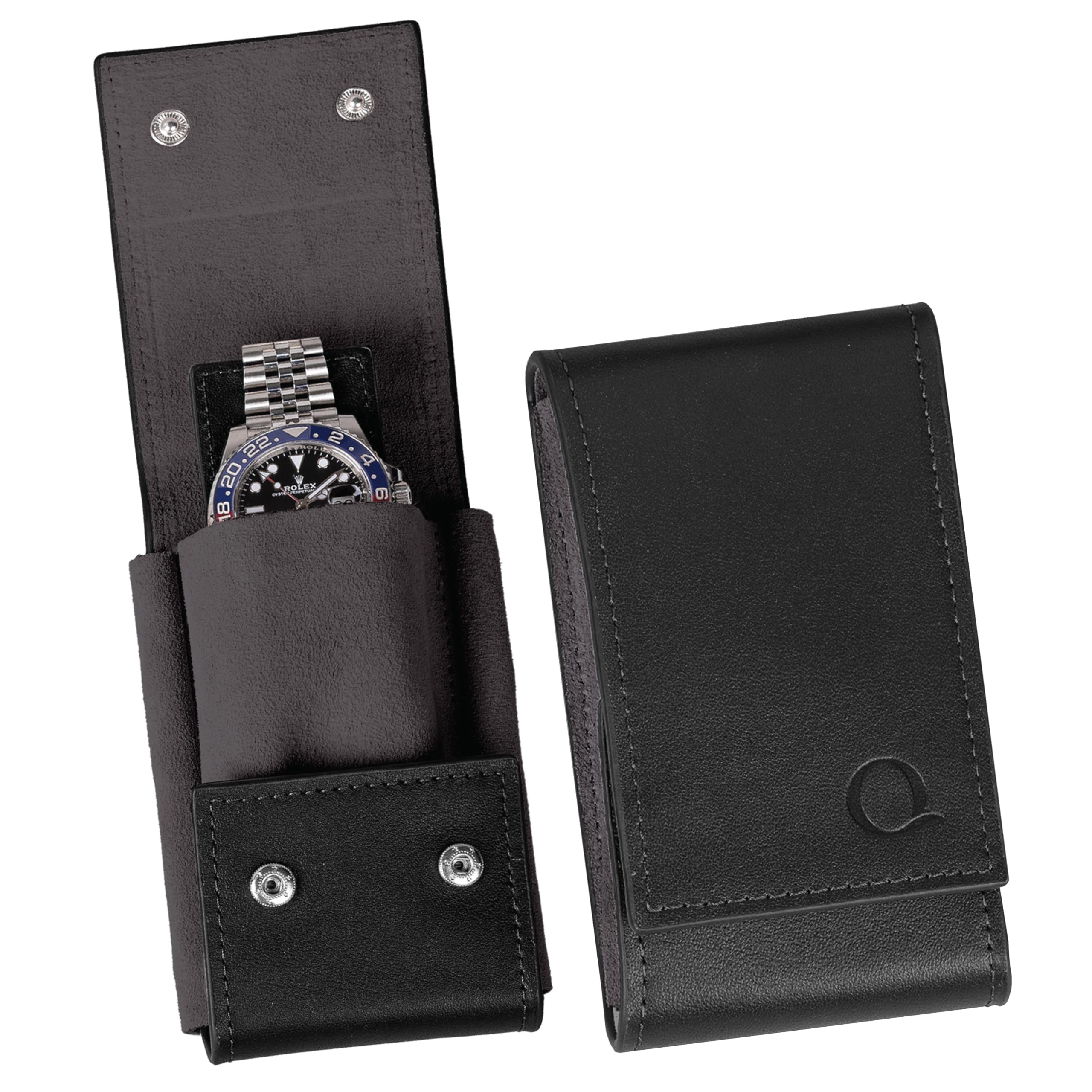 Premium Genuine Leather Watch Travel Case Pouch - Holds 1 or 2 Watches - Luxury Watch Accessories in 10 Colors - Perfect for Business Trips, Vacations & Watch Storage