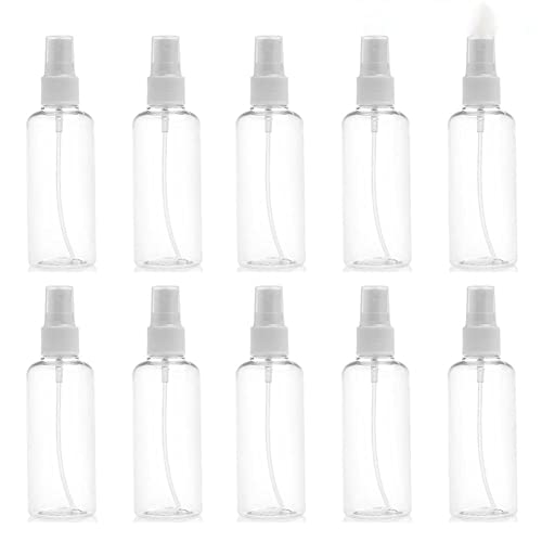 10 Pack Travel-Sized Clear Plastic Perfume Atomizer Bottles - 60ml Empty Refillable Airless Spray Pump for Cosmetics & Essential Oils | Perfect for Travel, Gym, Purse & Makeup Kit Organization