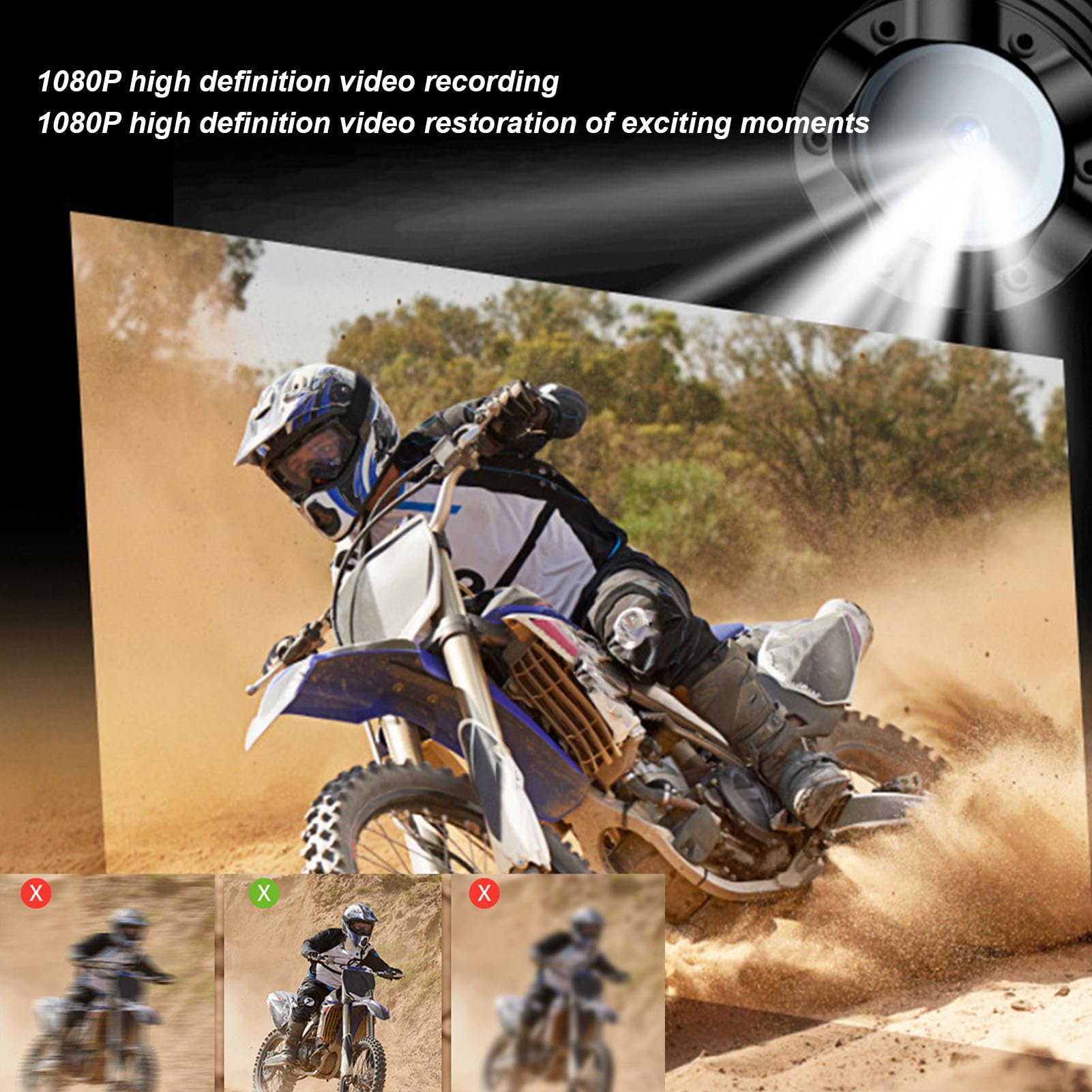 1080P HD Bike Helmet Camera with WiFi & Night Vision, 120° Wide Angle 12MP, Wireless App Control, Long Battery Life, Waterproof Cycling Action Camera for Motorcycle/Skiing/Snowboarding (Gold)