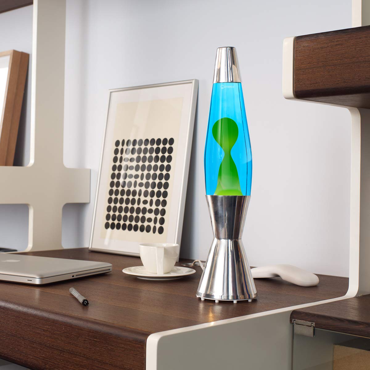 Mathmos Astro Baby Lava Lamp - Blue & Green Glow, Retro Home Decor for Kids Room, Bedroom, or Office Desk