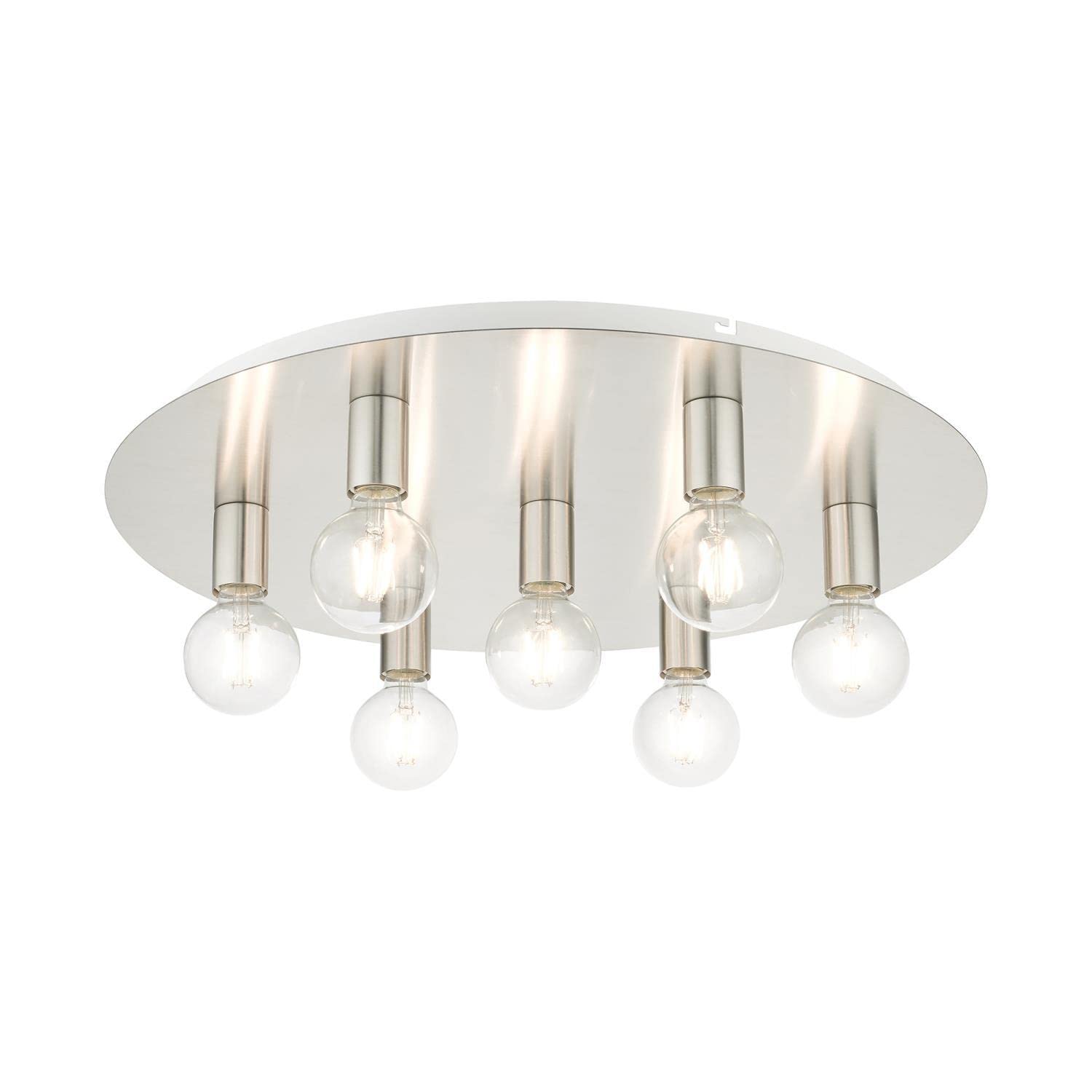 Livex Lighting Hillview 7-Light Brushed Nickel Ceiling Mount Fixture - Modern Dining Room & Bedroom Chandelier for Home Decor