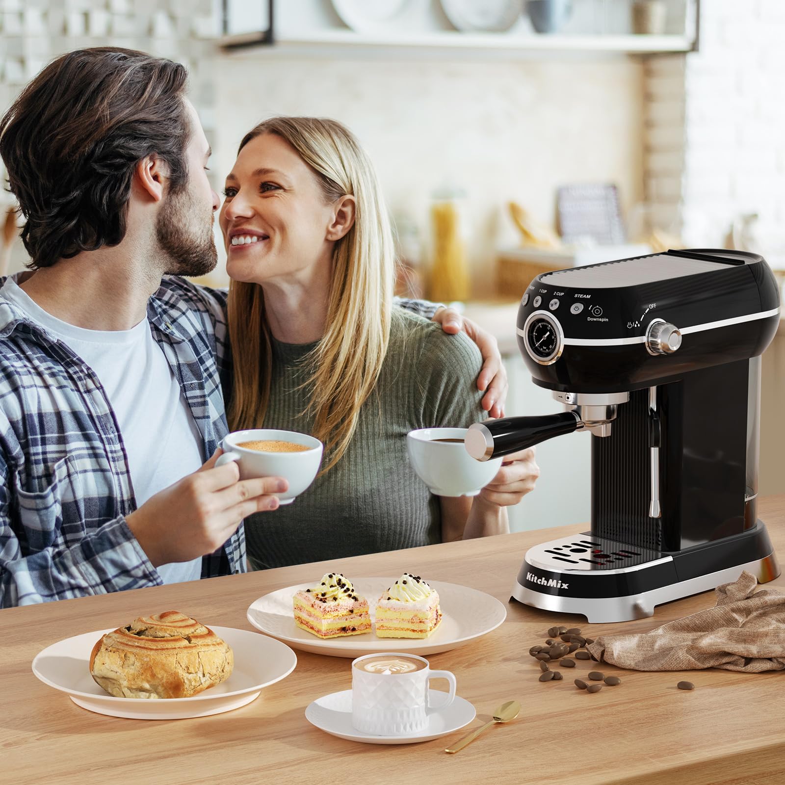 20 Bar Espresso Machine with Milk Frother - Professional Coffee Maker for Latte, Cappuccino & Espresso - Removable Water Tank & Steam Wand - Perfect for Home, Office & Coffee Shops (Black)