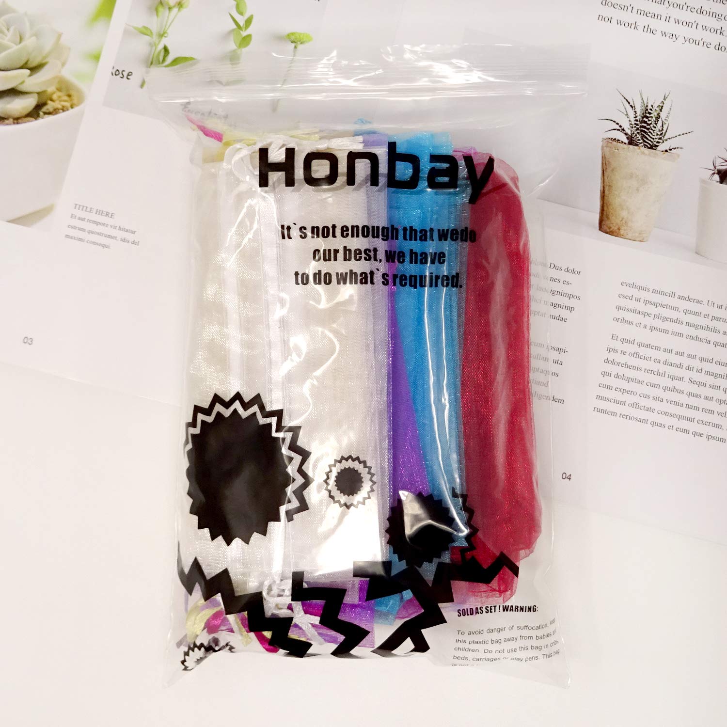 Honbay 24PCS Reusable Sheer Organza Wine Bottle Bags - Elegant Drawstring Gift Bags for Wedding, Party & Holiday Decorations - Perfect for Wine, Champagne & Gift Wrapping