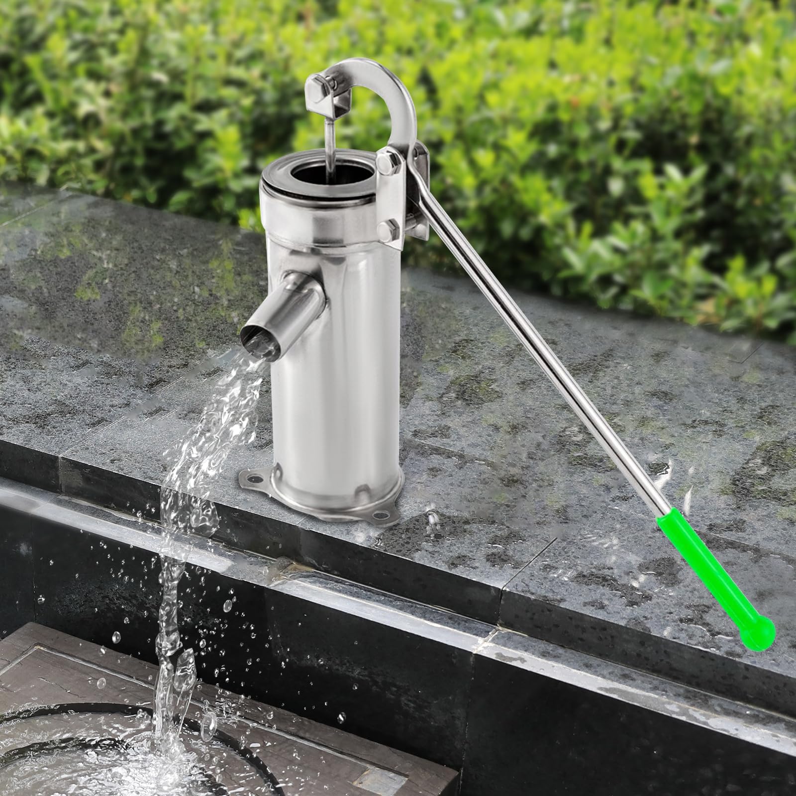 Stainless Steel Hand Well Pump - Manual Deep Water Pump for Outdoor, Yard & Garden Use | Portable Handheld Press Pitcher for Water Suction & Transfer