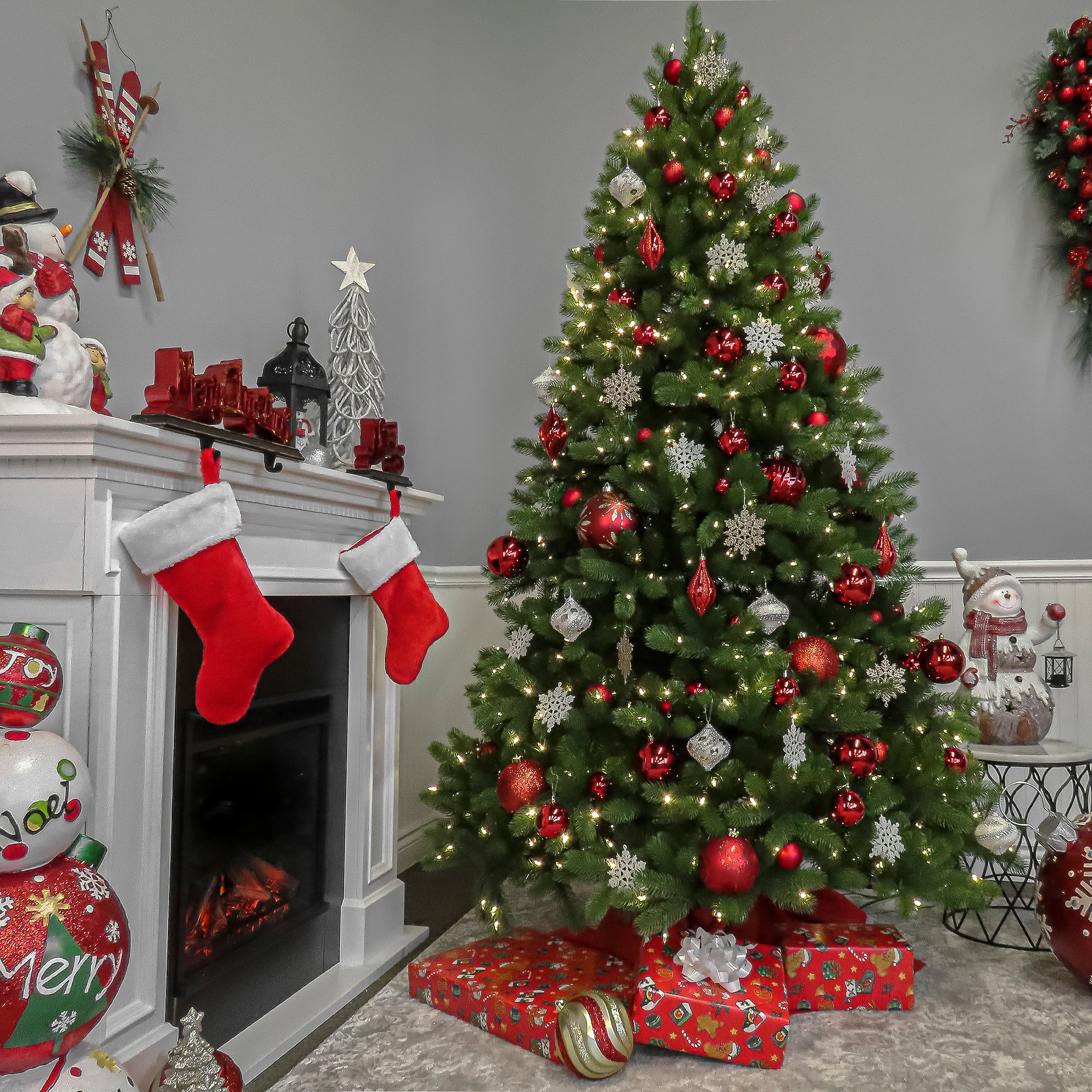 7.5 ft Pre-Lit Downswept Douglas Fir Artificial Christmas Tree with 750 Clear LED Lights & 1867 Branch Tips - Perfect for Home, Office, and Holiday Decorations