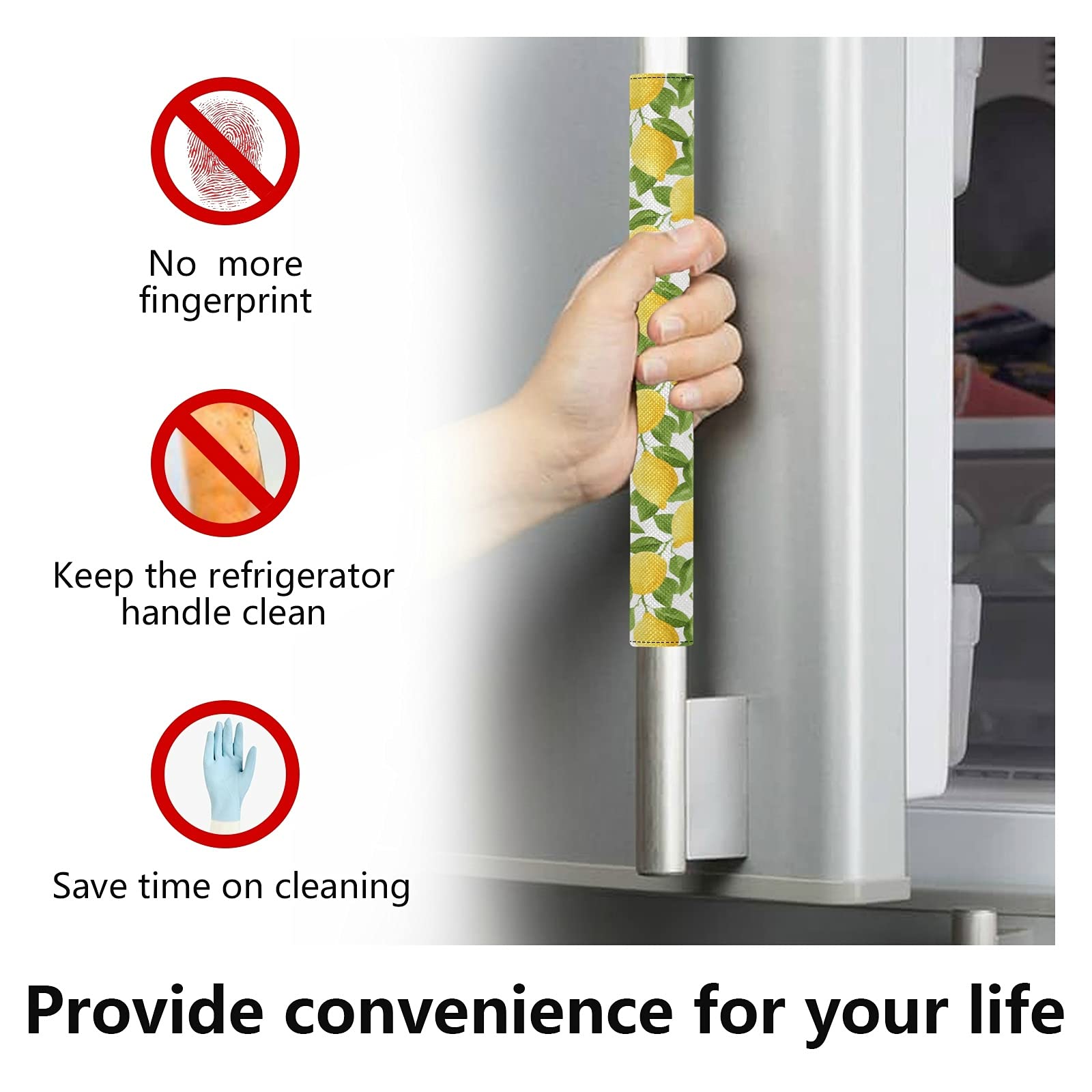 Emelivor 2-Pack Lemon Yellow Refrigerator Door Handle Covers - Non-Slip Replacement Handles for Fridge, Oven, Microwave & Dishwasher - Upgrade Kitchen Safety & Style