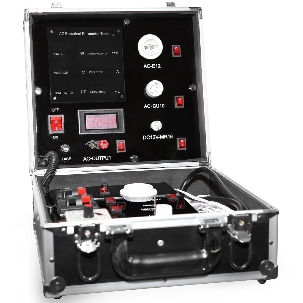 Portable Multi-Function Aluminum LED Demo Case - Universal LED Tester for Light Bulbs, Sample Display with Pulleys & Telescoping Rod (Small) | Perfect for Electricians, LED Testing & Trade Show Displays