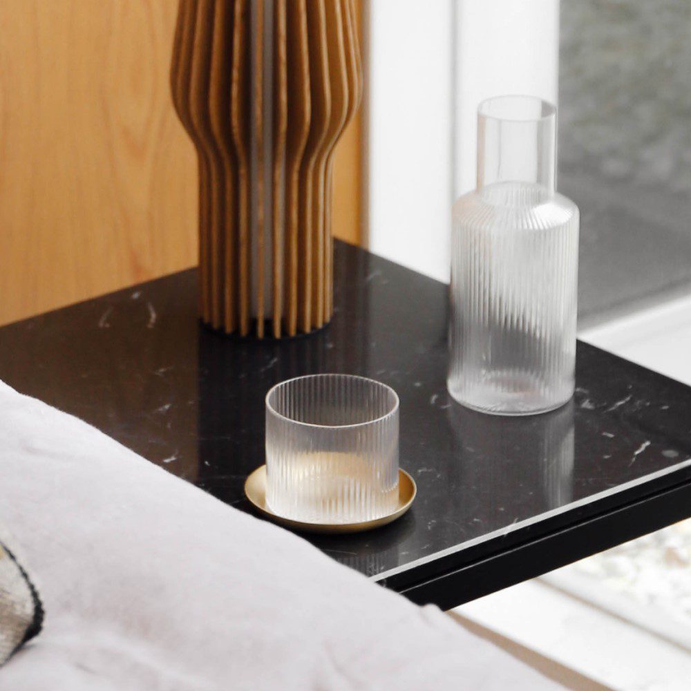 FERM LIVING Ripple Carafe Set - 17oz Glass Water Pitcher with Elegant Wave Design for Home, Kitchen & Dining Table Decor | Perfect for Serving Juice, Iced Tea & Cocktails