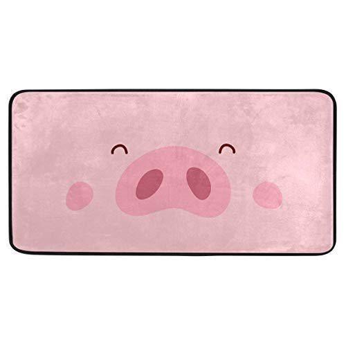 Cute Pig Pink Non-Slip Kitchen Rugs - Soft Bath Mat & Runner for Home Decor (39