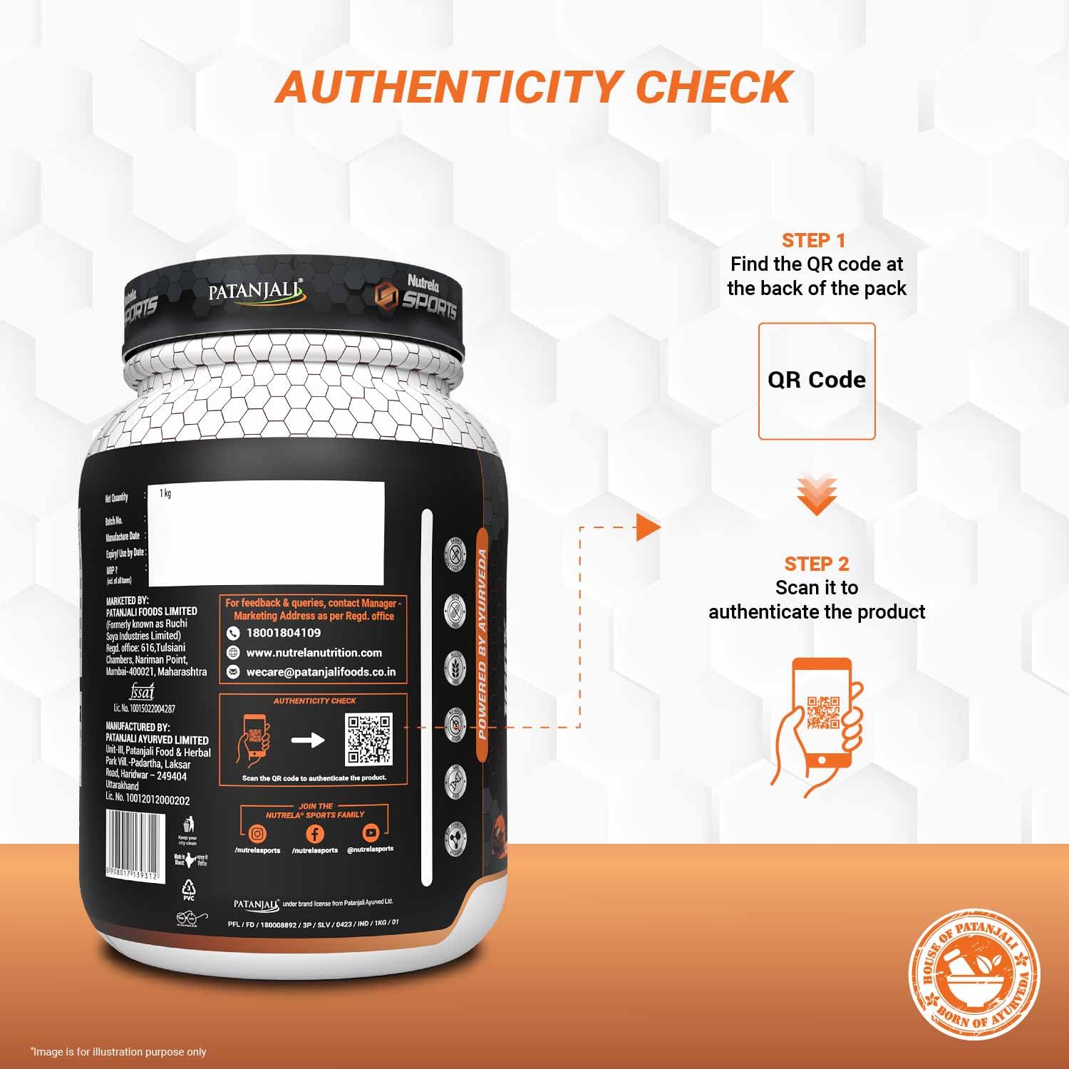 Patanjali NUTRELA Sports Whey Protein Powder Concentrate & Isolate - 1kg Vanilla Ice Cream Flavor | 24g Protein, 6.7g BCAA, 4.9g Glutamine with Digestive Enzymes | Post-Workout Recovery & Muscle Building Supplement for Athletes & Fitness Enthusiasts