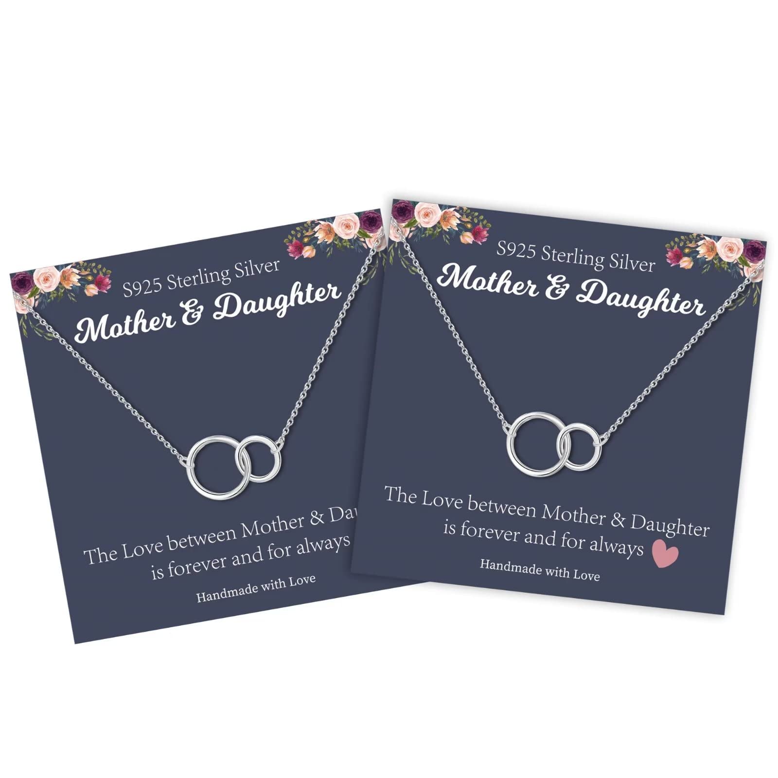 STORUP Mothers Daughter Necklace Set - Circle Pendant Jewelry for Mom & 2/3/4/5 Daughters - Unique Birthday Gift for Women - Perfect for Mother's Day, Christmas & Family Bonding Moments