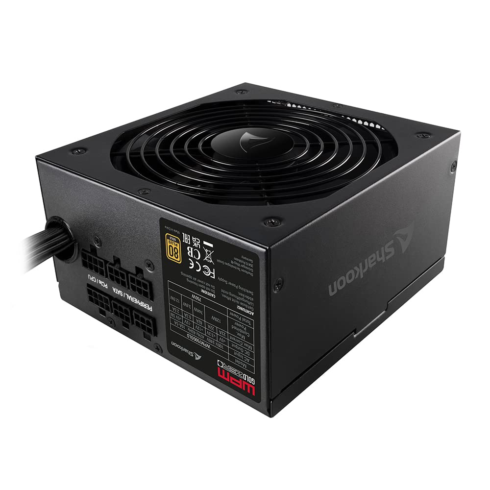 Sharkoon WPM Gold Zero 750W Power Supply - 80 Plus Gold Certified, Semi-Modular PSU for Gaming PC, Workstation & Home Office - High Efficiency & Quiet Operation
