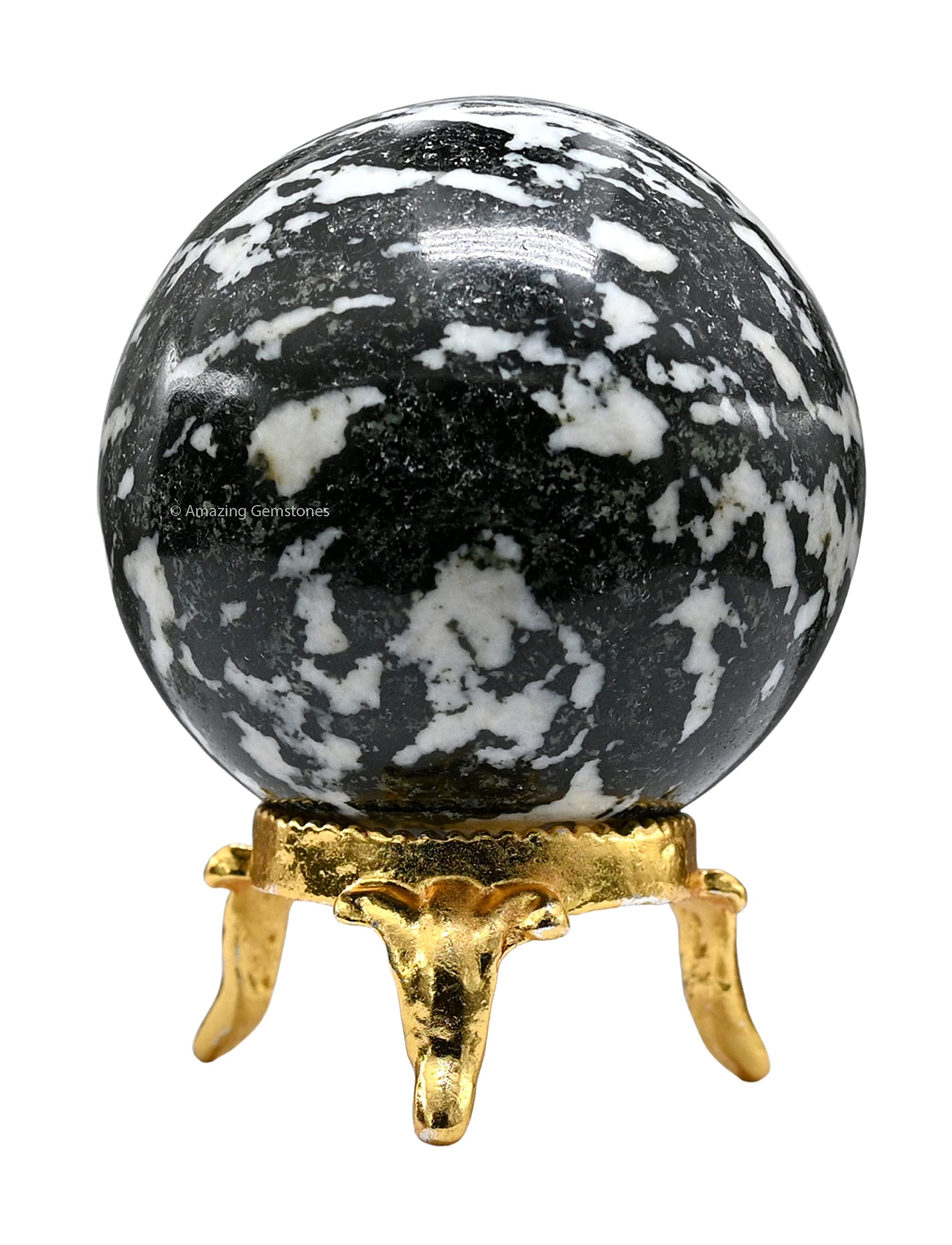 2 Inch Black and White Tourmaline Crystal Ball with Stand - Healing Meditation Sphere for Witchcraft, Feng Shui, Home Decor & Spiritual Energy Work