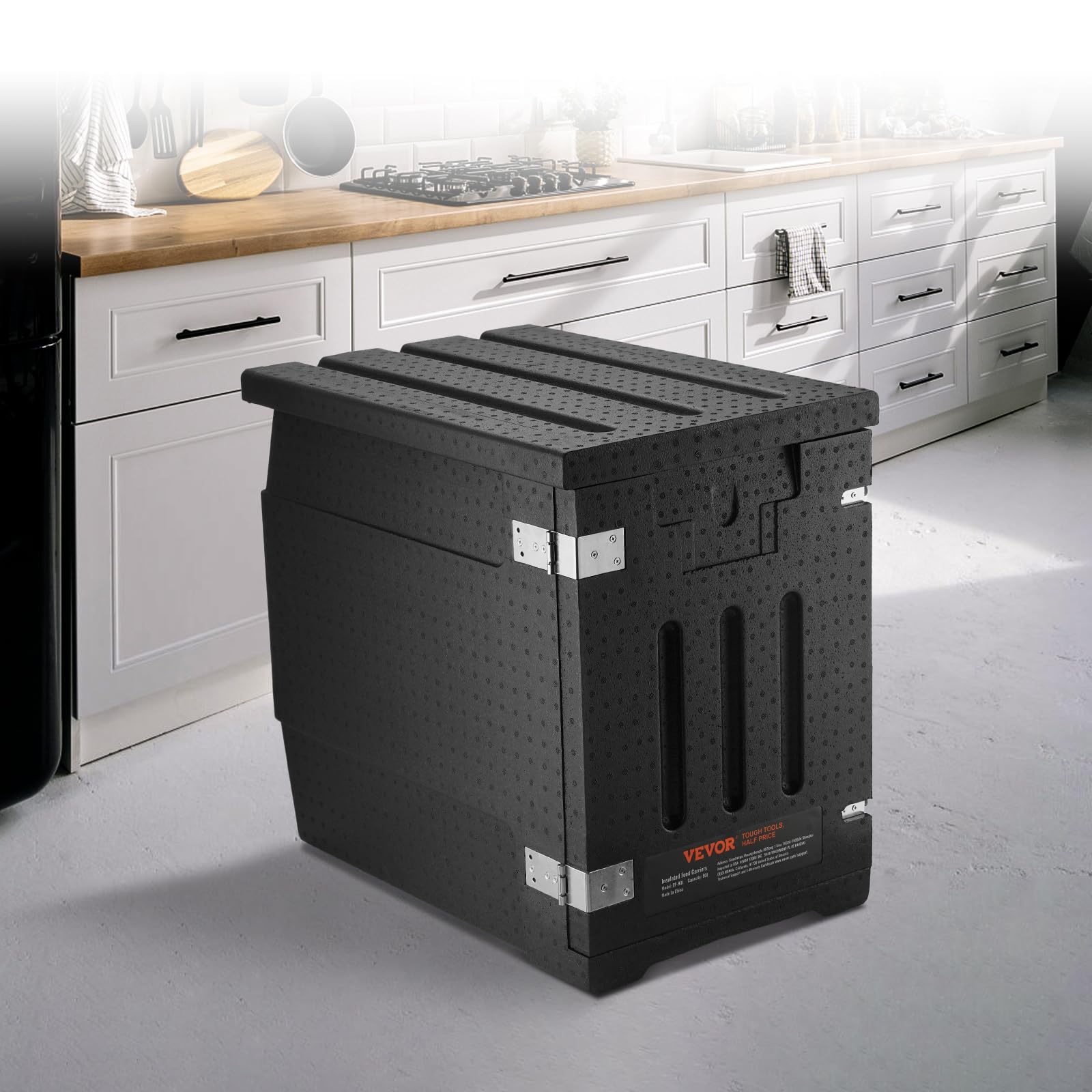 VEVOR 95 Qt Insulated Food Pan Carrier - Double Buckle LLDPE Hot Box for Catering, Restaurant & Canteen | Front Loading Food Warmer for Buffets, Events & Meal Delivery Services