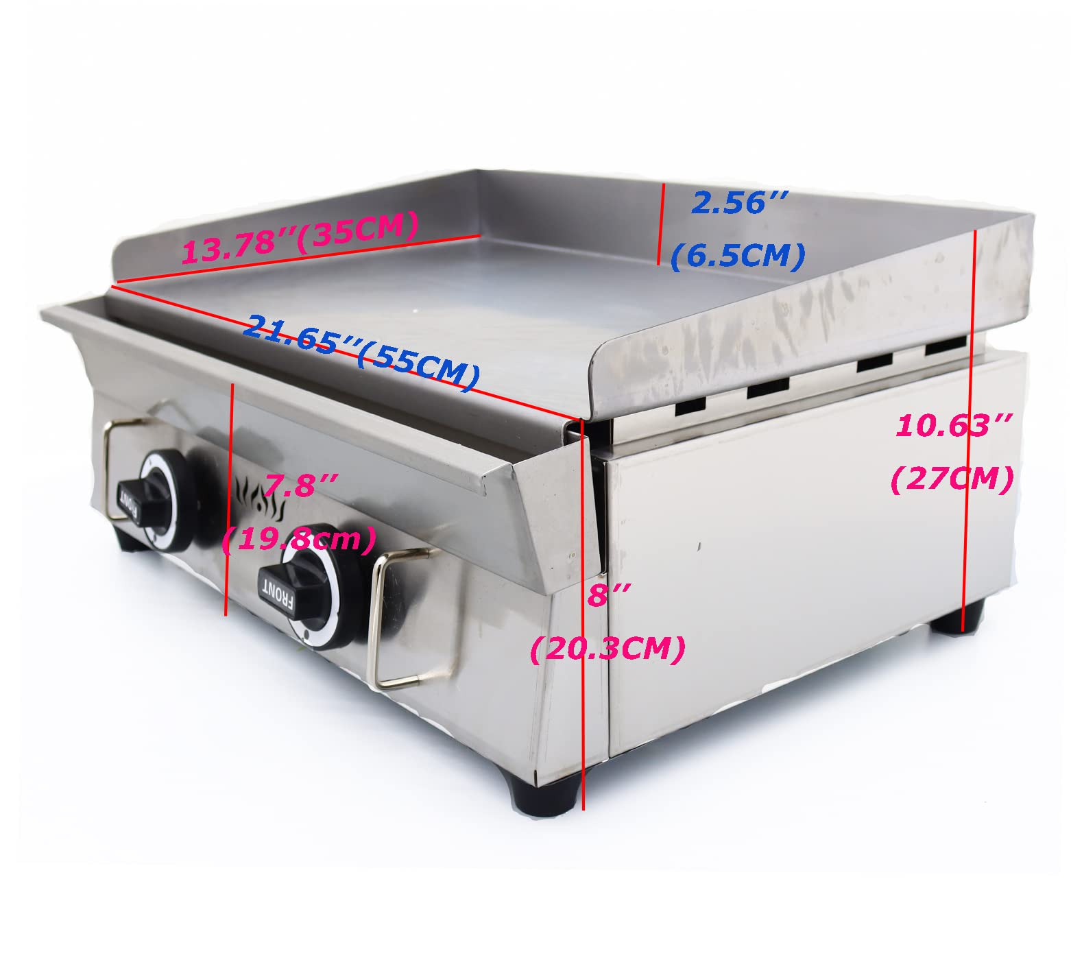Commercial LPG Gas Griddle with Pressure Relief Valve - 36