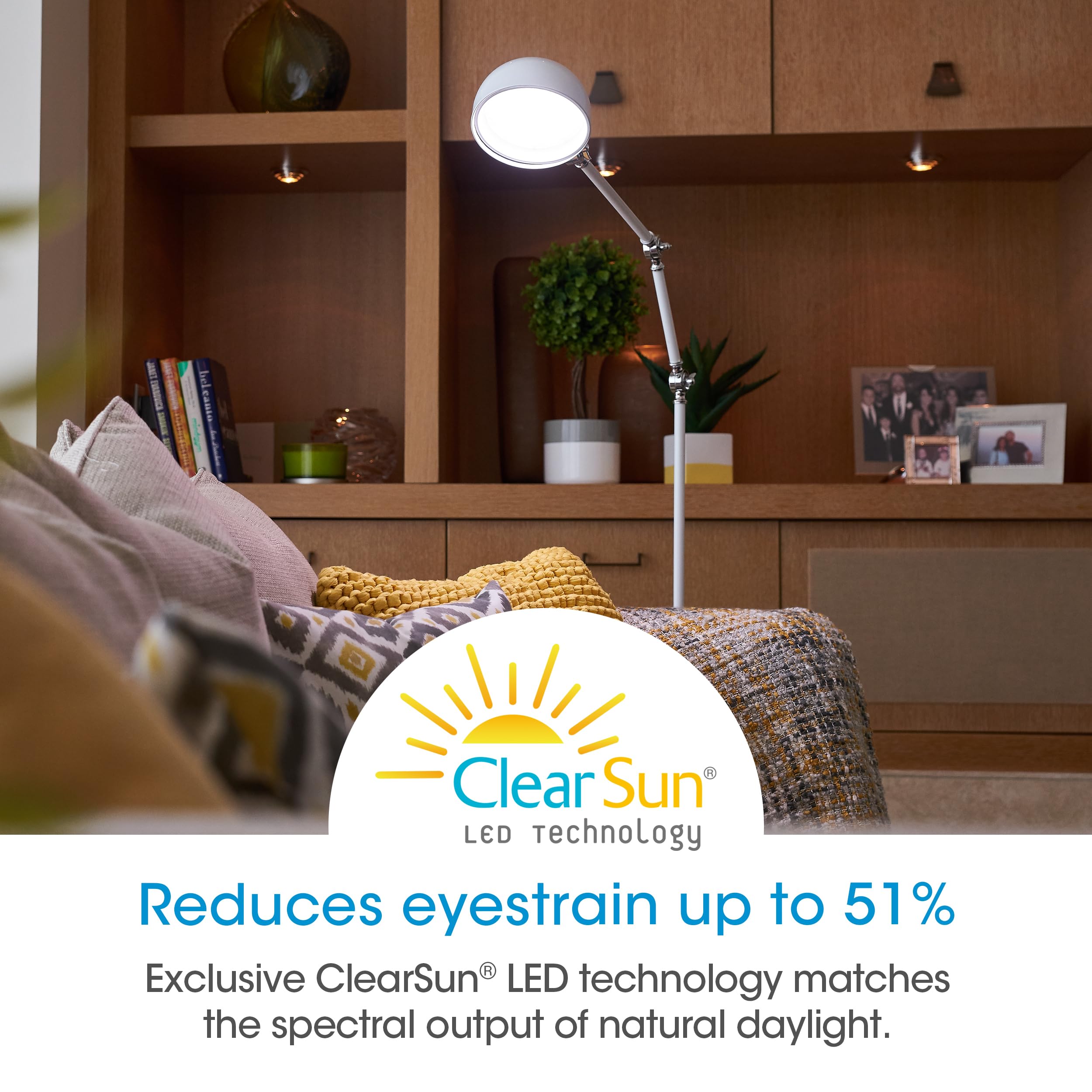 OttLite Revive LED Floor Lamp with ClearSun Technology - Adjustable Brightness, Touch Control, Eye Strain Relief - Perfect for Reading, Office Work, Study, and Home Decor