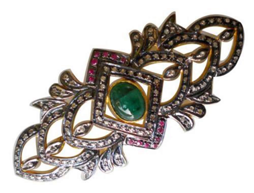 Vintage Engagement Rings 2.88 TCW Emerald & Ruby Rose Cut Diamond 925 Sterling Silver Wedding Band - Perfect for Proposals, Anniversaries & Romantic Gifts