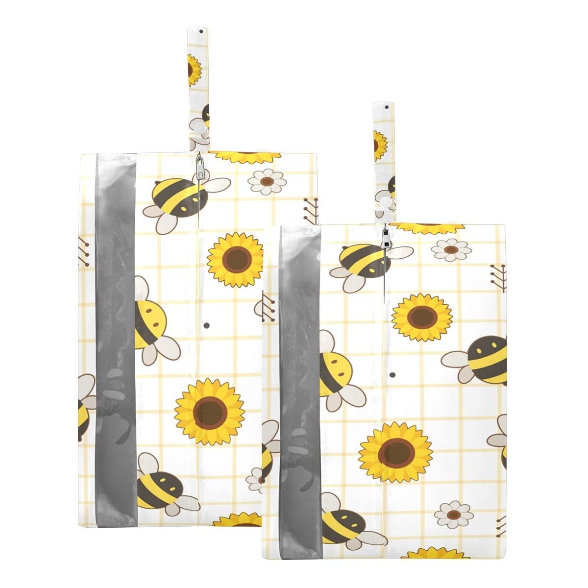 2 Pack Waterproof Shoe Bags with Zipper & PVC Window - Portable Travel Shoe Organizer for Sneakers, Golf & Gym Shoes - Cute Sunflower Design for Men & Women - Perfect for Travel, Sports & Storage