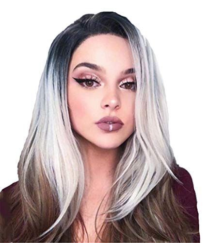 Andongnywell Short Bob Ombre Lace Front Wig - Heat Resistant Synthetic Straight Hair for Women | Natural Looking Human Hair Replacement | Perfect for Cosplay, Daily Wear & Special Occasions
