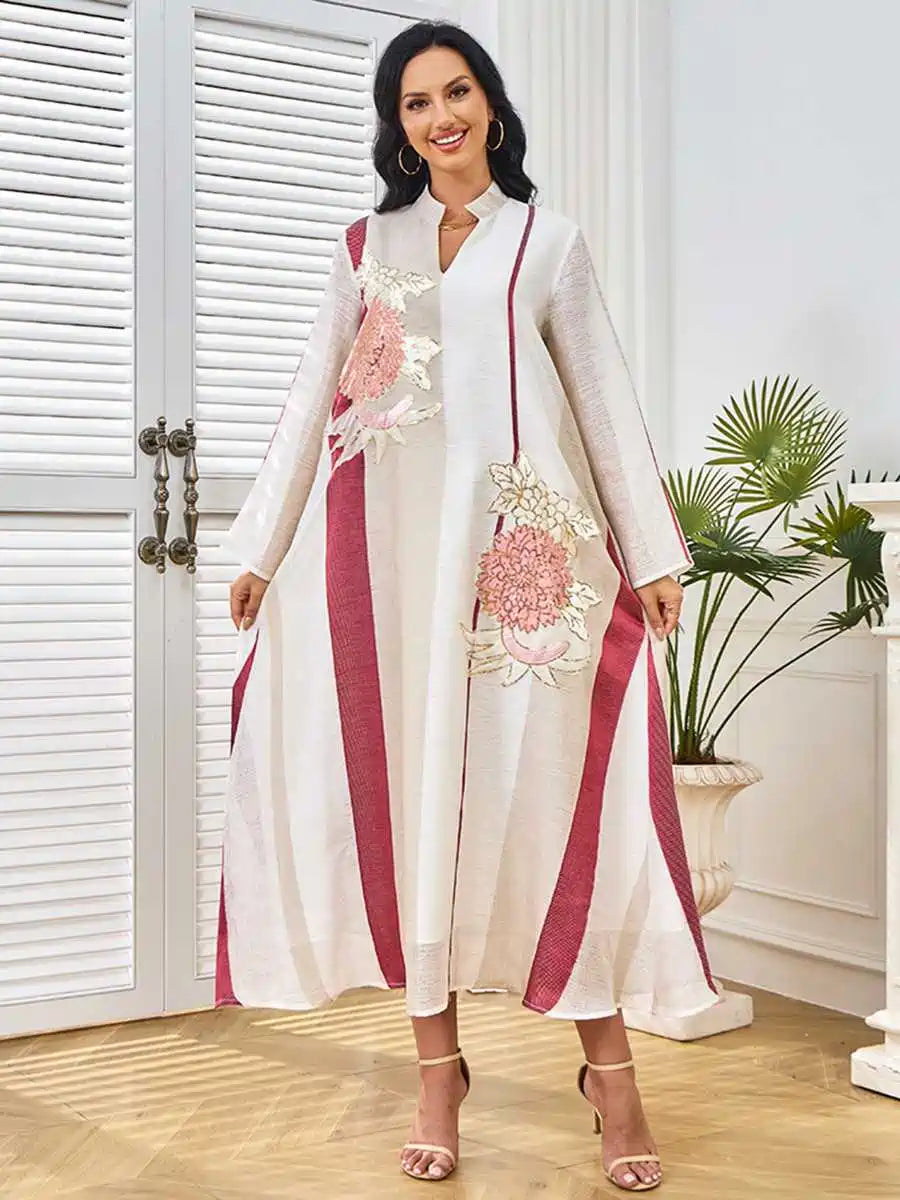 Elegant Eid Embroidery Sequins Caftan Dress for Women - Stylish Kaftan with Beaded Details #25296 | Perfect for Eid Celebrations, Weddings & Special Occasions