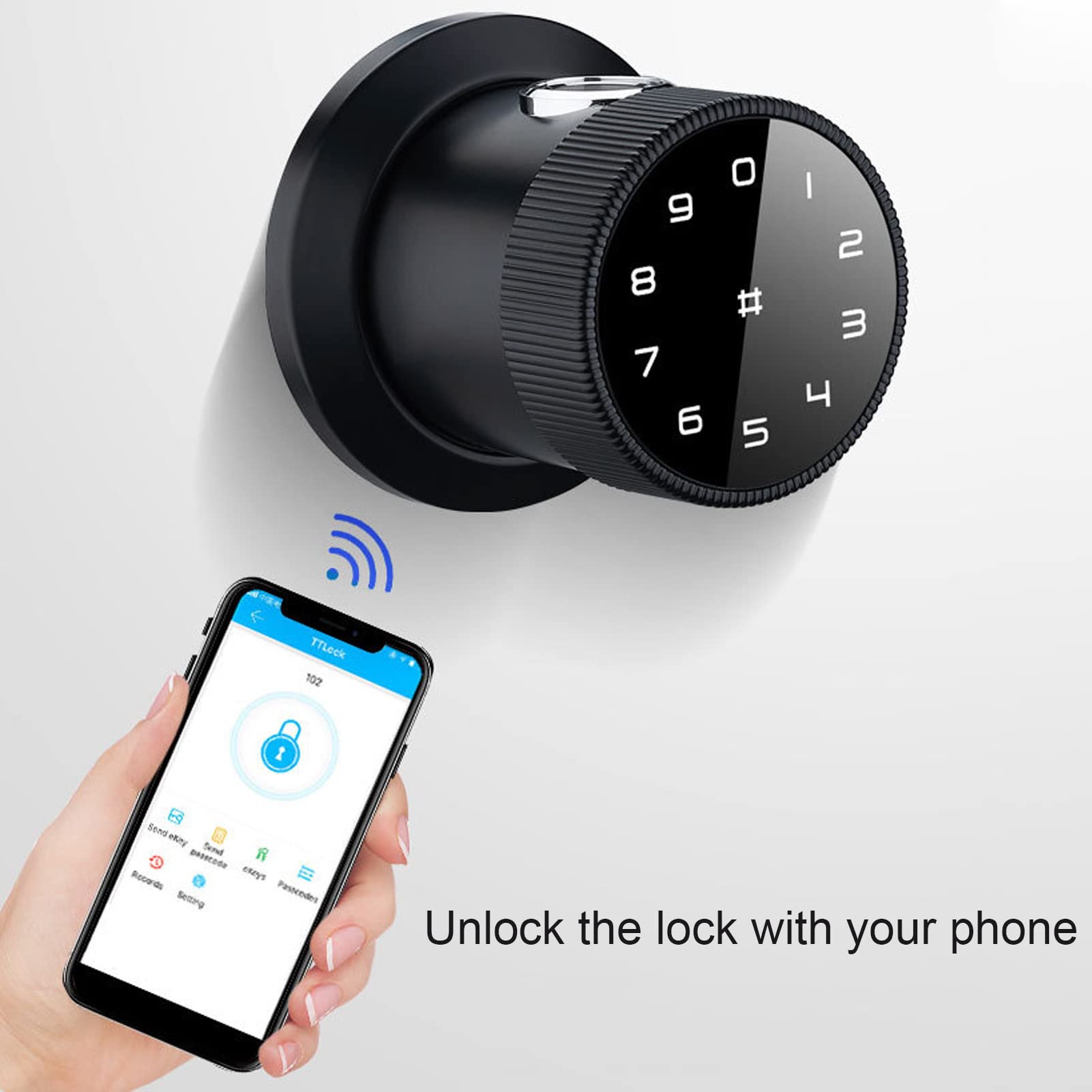 Smart Fingerprint Door Lock - Bluetooth, Mobile App, PIN Code, Key & Card Access - Touchscreen Digital Entry for Home, Hotel & Office - Secure & Convenient Smart Lock for Front Doors, Apartments & Vacation Rentals