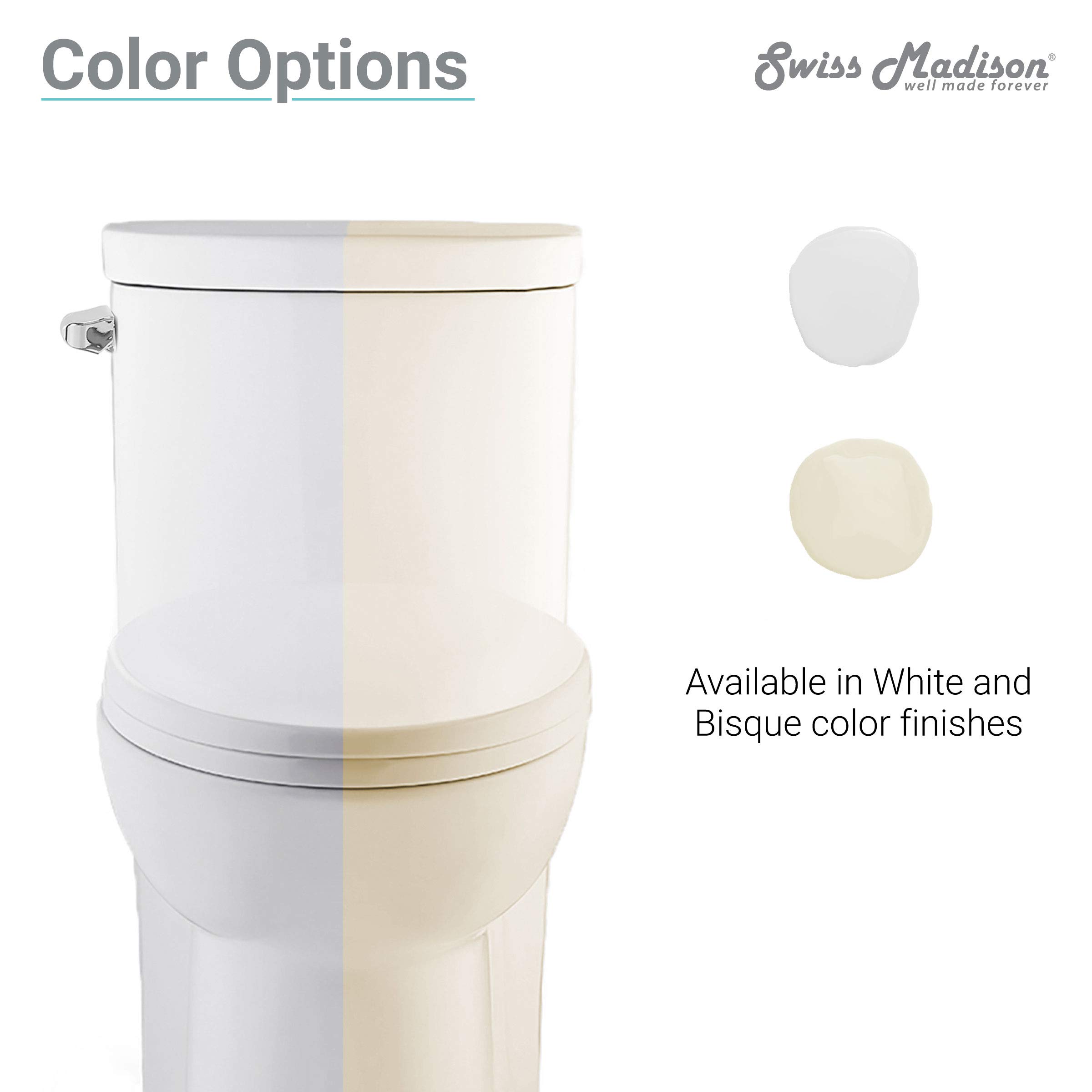 Swiss Madison SM-1T206BQ Sublime One-Piece Elongated Toilet with Left-Side Flush Handle | 1.28 GPF Water-Saving Design in Bisque Color | Perfect for Modern Bathrooms, Small Spaces & Eco-Friendly Homes