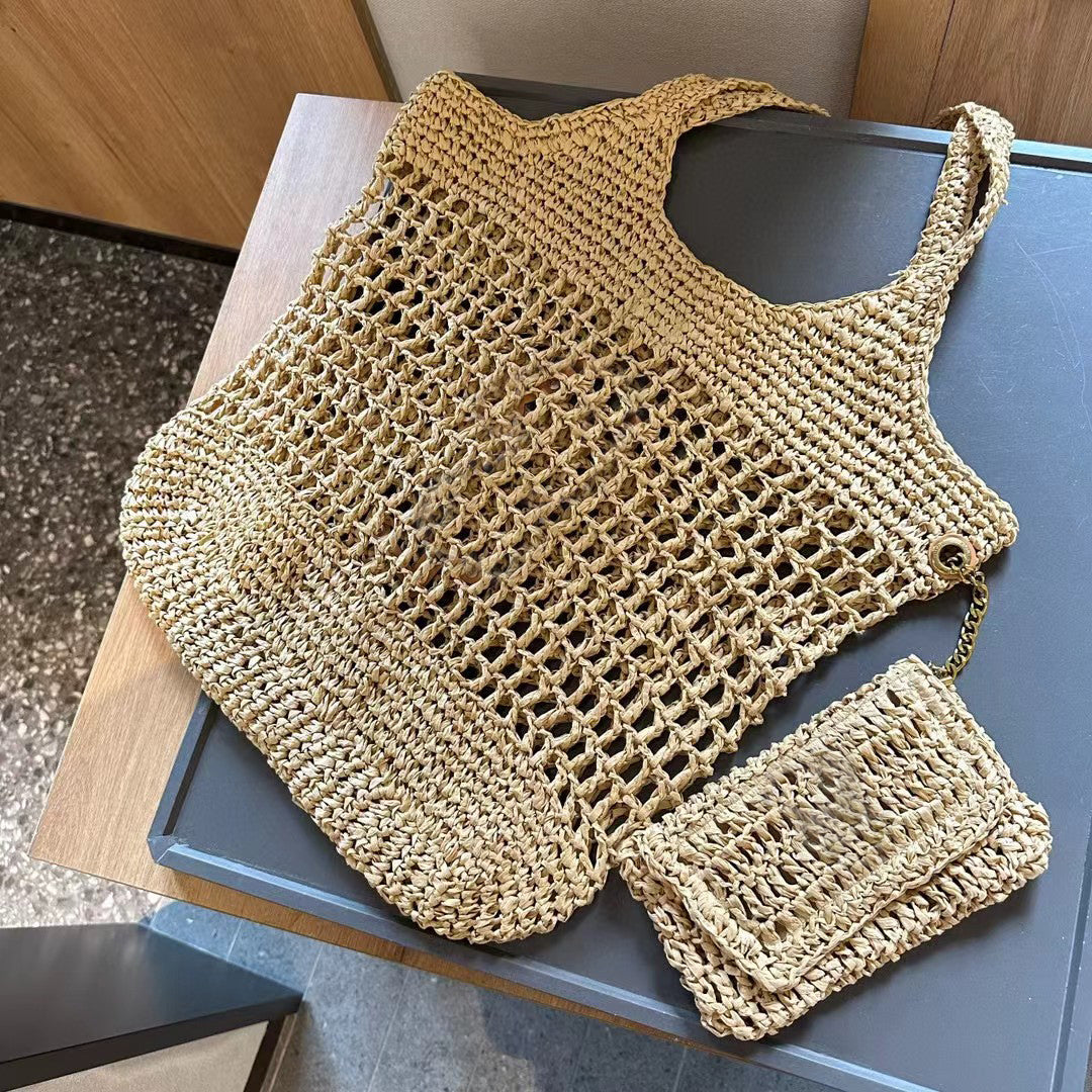 Eco-Friendly Straw Tote Bag - Lightweight & Durable Natural Woven Handbag for Beach, Shopping & Daily Use