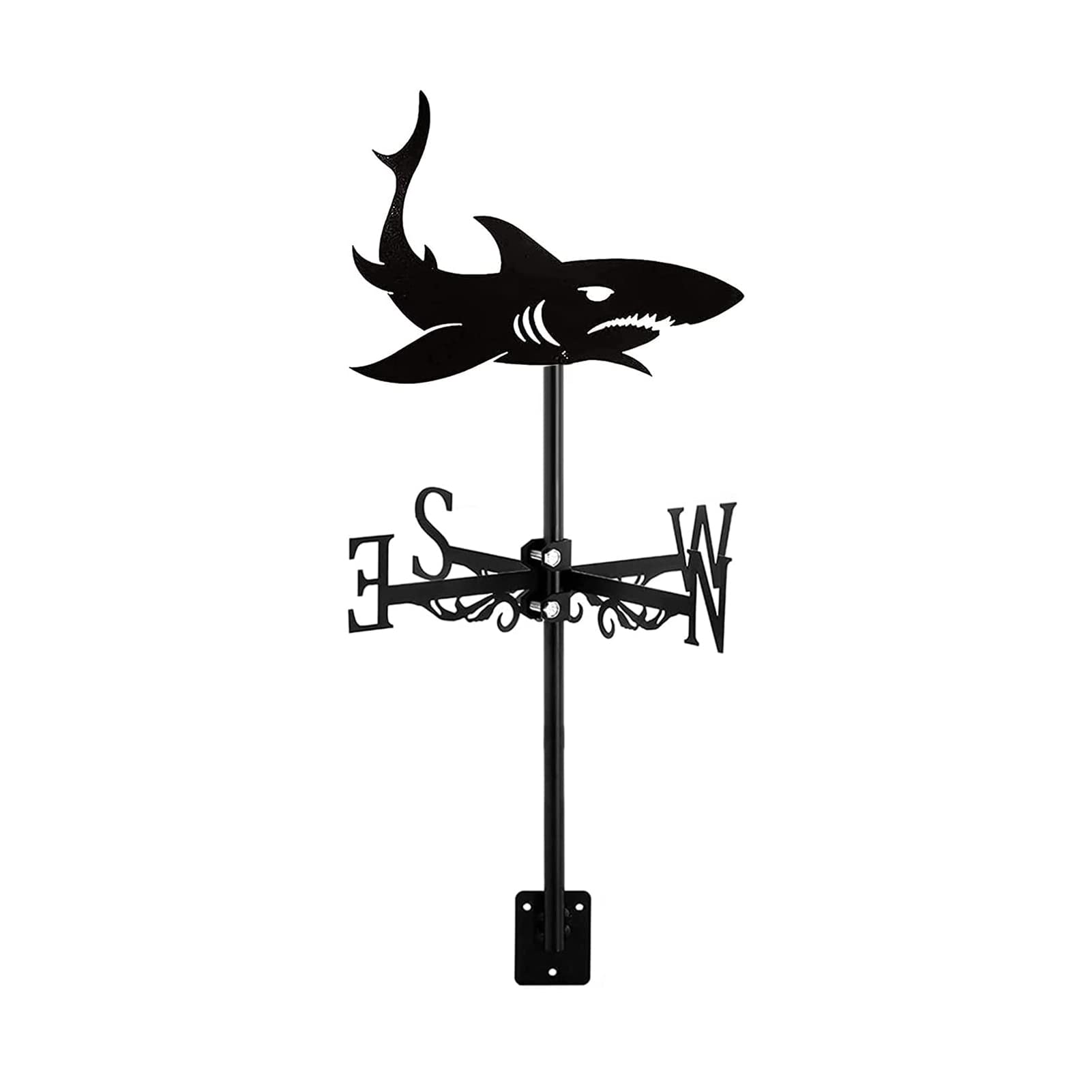 Ocean Life Shark Metal Weathervane - Wind Direction Indicator for Roof Mount, Farm, Garden, Yard & Patio Decor - Perfect for Coastal, Nautical & Beach House Themes