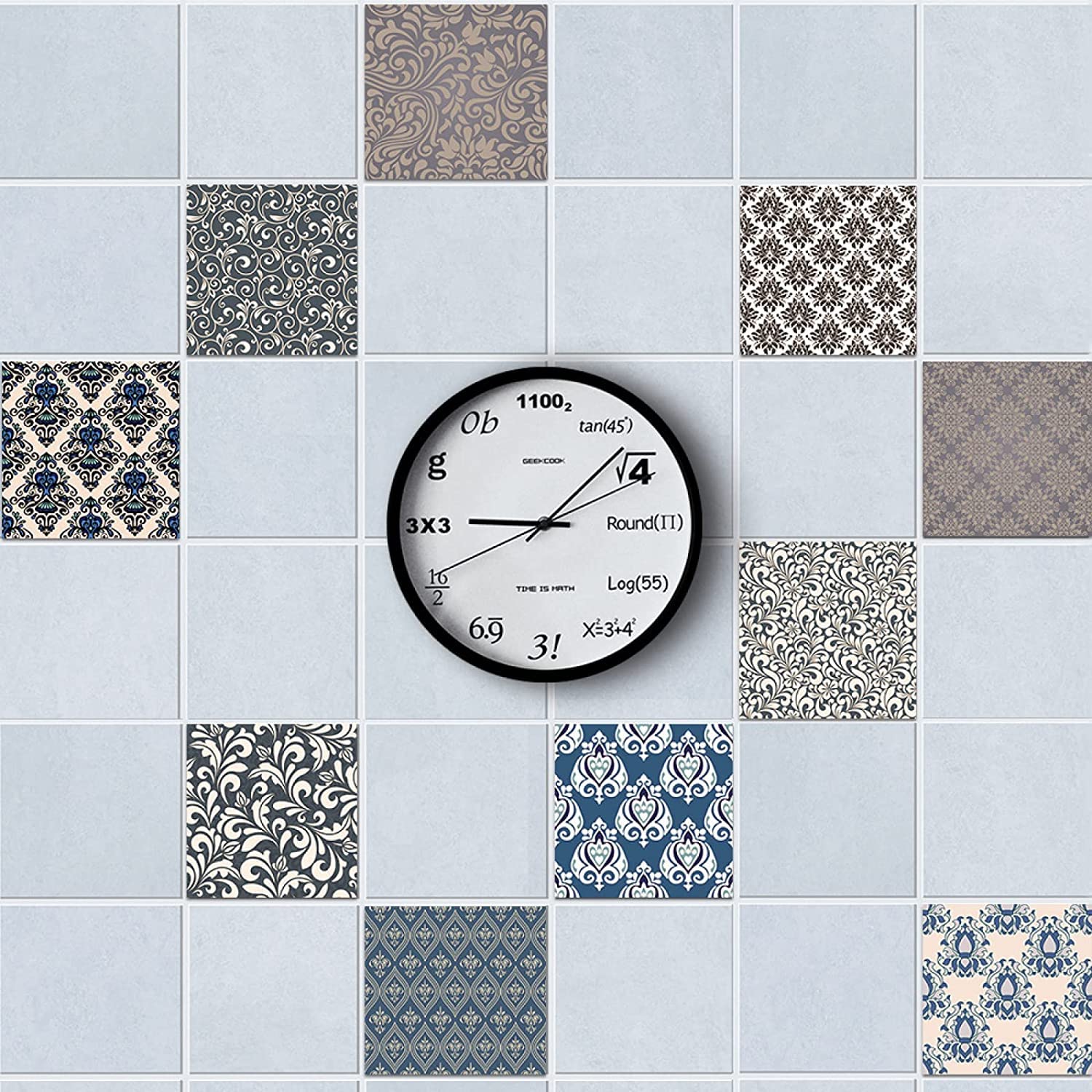 15cm x 15cm Blue Print Tile Stickers - 10 Pack | Waterproof Kitchen Wall Tile Decals | Peel & Stick Backsplash Stickers for Home Decor | Perfect for Kitchen, Bathroom & DIY Home Renovation