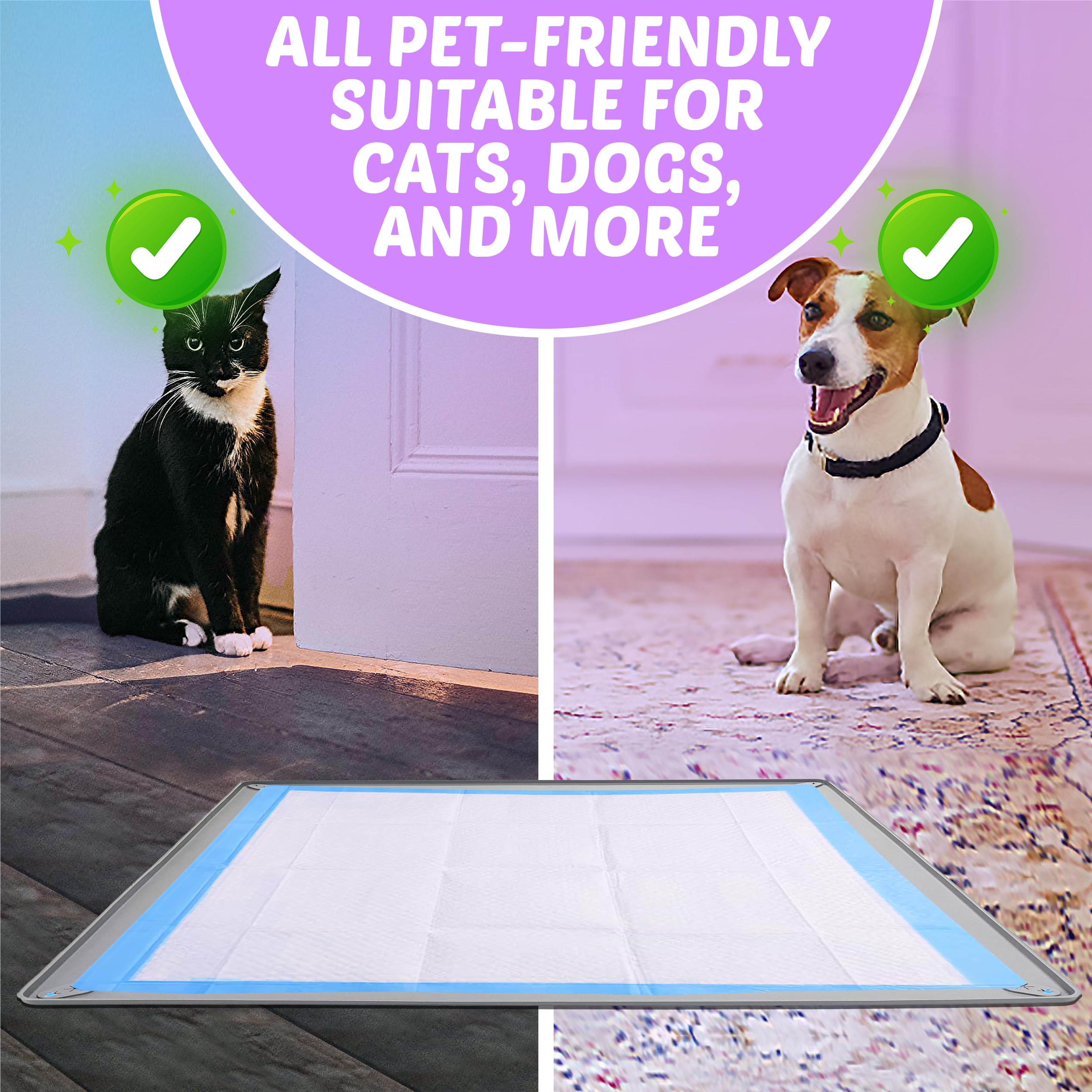 Skywin 28x34 Inch Pee Pad Holder Tray for Dogs - No Spill Puppy Pad Holder, Easy to Clean & Store, Silicone Training Pad Tray (Light Grey) - Perfect for Puppy Training, Housebreaking & Indoor Pet Use