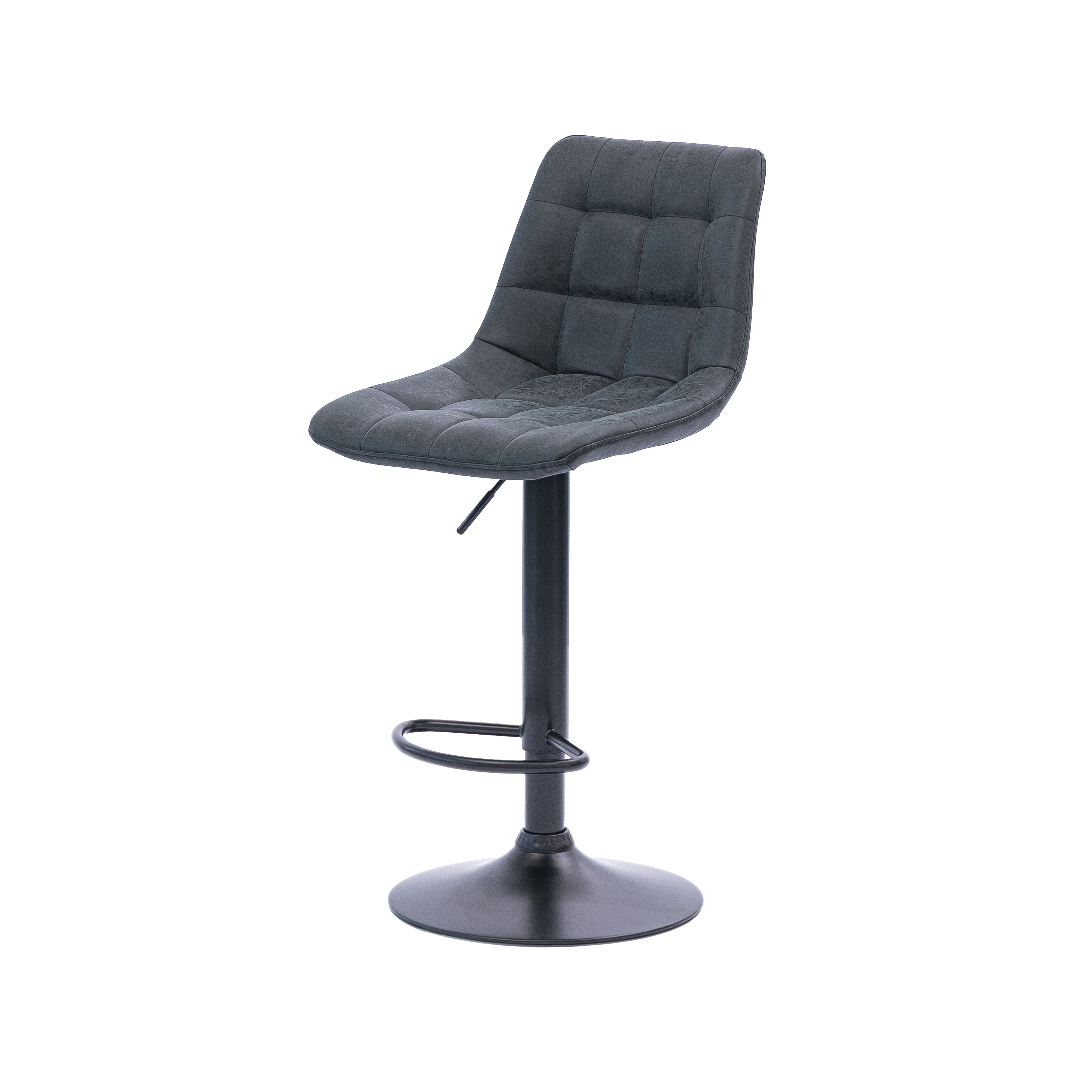 Urban Style Black Metal Grey PU Gas Lift Bar Stools - Set of 2 for Kitchen Island, Breakfast Bar & Home Pub Decor