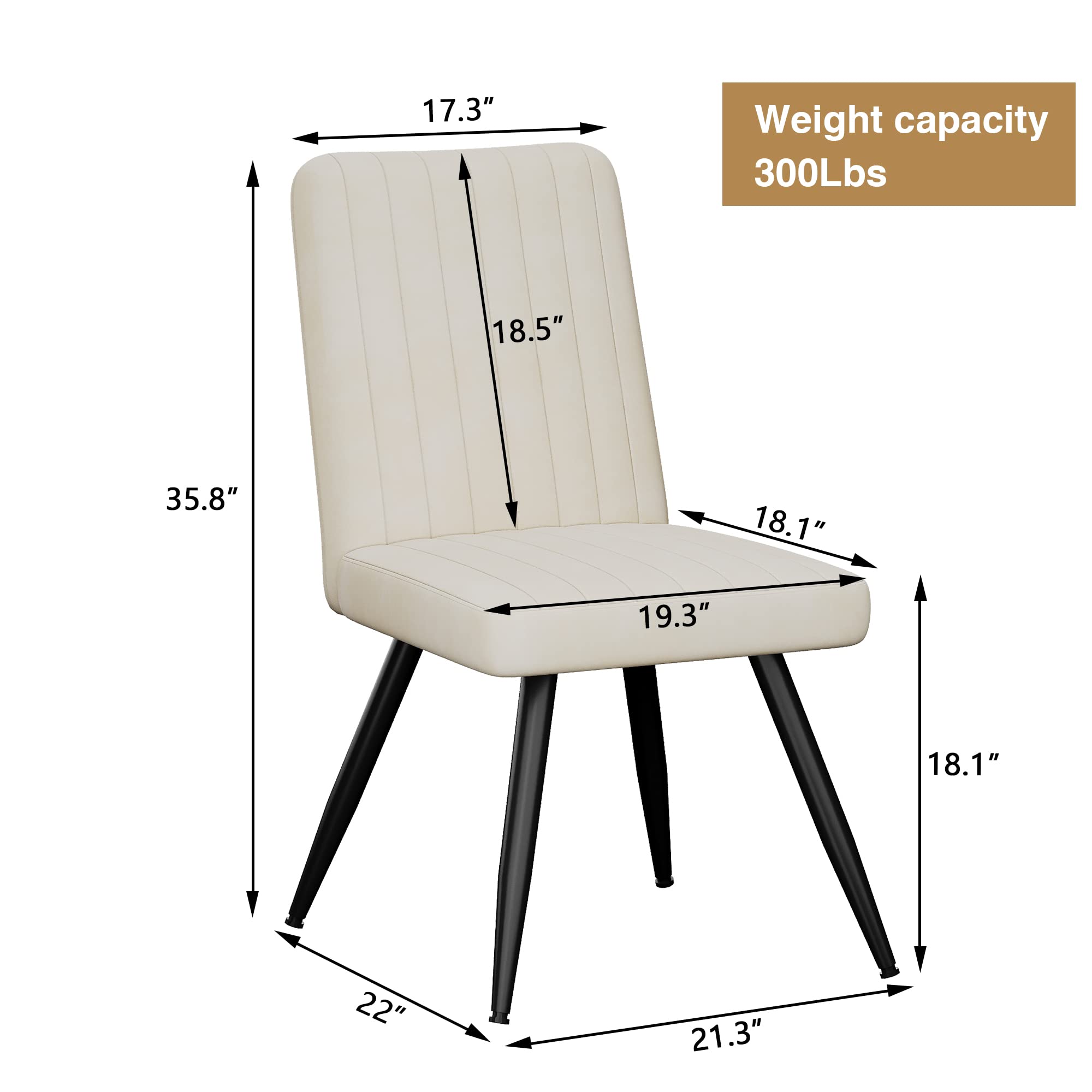 Aklaus Velvet Dining Chairs Set of 2 - Modern Upholstered Armless Side Chairs with Soft Seat for Kitchen, Dining Room, Living Room, Bedroom, Restaurant & Bistro - Comfortable Beige Accent Chairs for Home Decor and Entertaining Guests