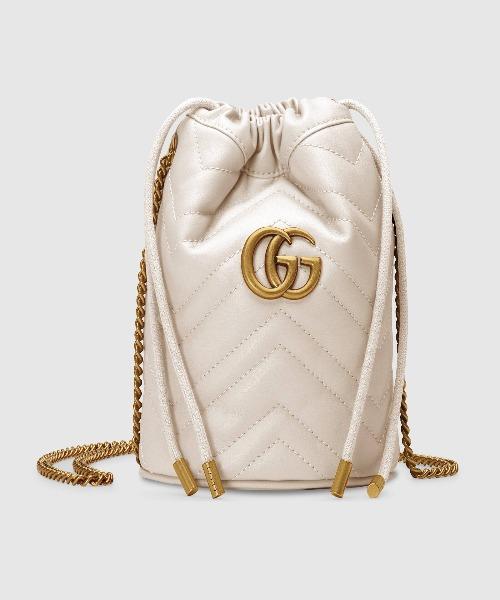 Gucci GG Marmont Mini Bucket Bag in White | Luxury Crossbody Handbag for Women | Perfect for Date Night & Evening Events