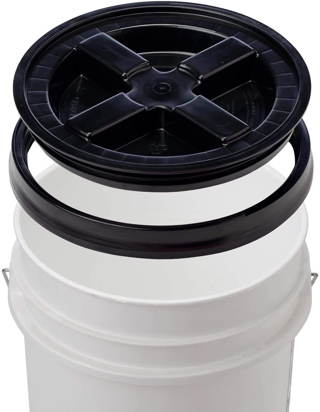 Gamma Seal Lid - White Airtight Food Grade Plastic Storage Container Cover with Screw Seal - Fits 3.5, 5 & 7 Gallon Buckets (12 Pack, Black) - Perfect for Bulk Food Storage, Pet Food, Grains & Home Organization