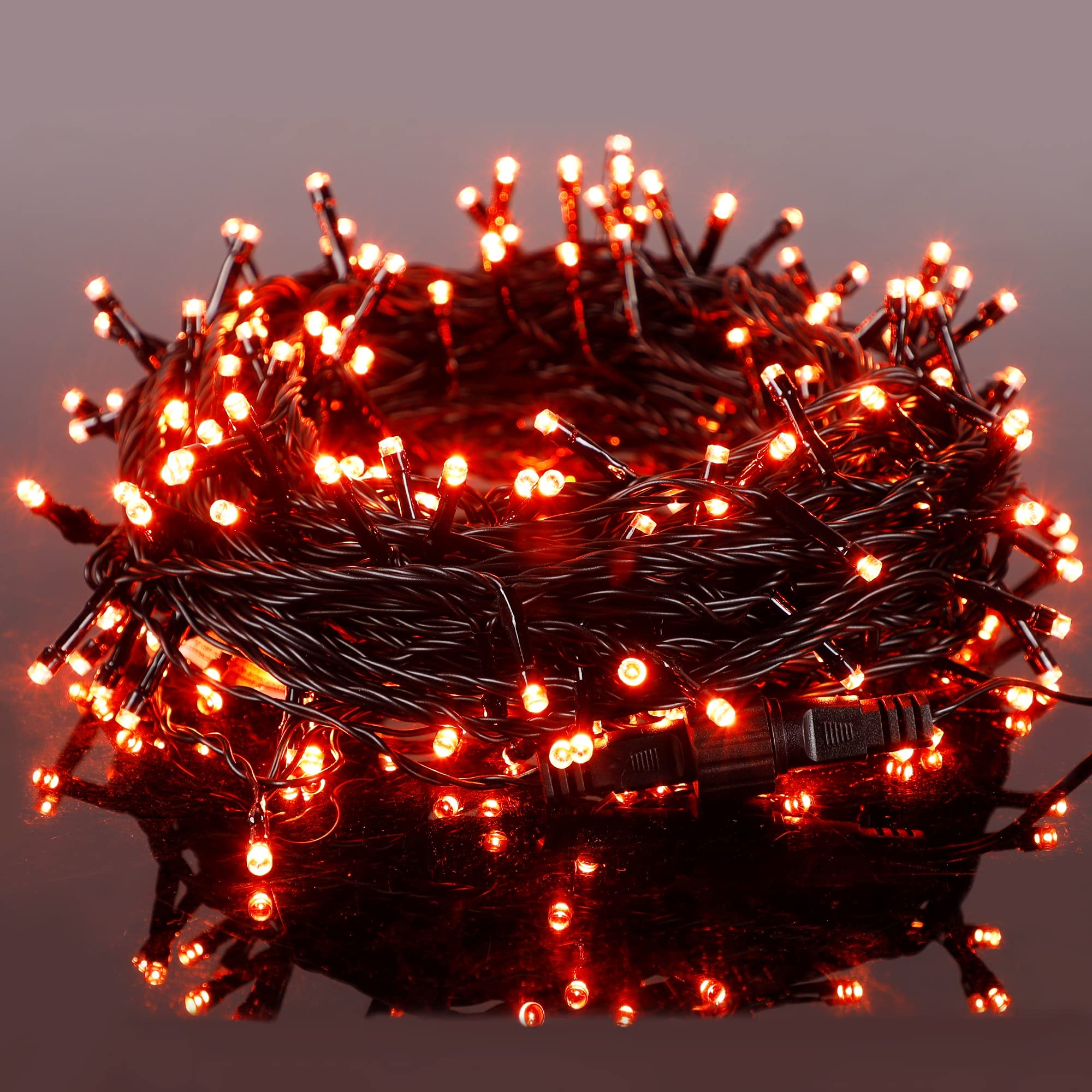 Blissun 66FT 200 LED Indoor/Outdoor String Lights - 8 Lighting Modes, Plug-in Fairy Lights for Wedding, Party, Bedroom, Christmas & Halloween Decor (Black Wire with Orange Bulbs) - Perfect for Home, Garden, Patio and Special Event Lighting