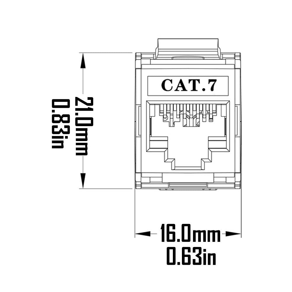 10-Pack Cat7 Keystone Jack - Shielded RJ45 FTP Tool-Less Zinc Alloy Modular Jack Adapter for 10G Ethernet - Perfect for Home/Office Network Setup & Server Rooms