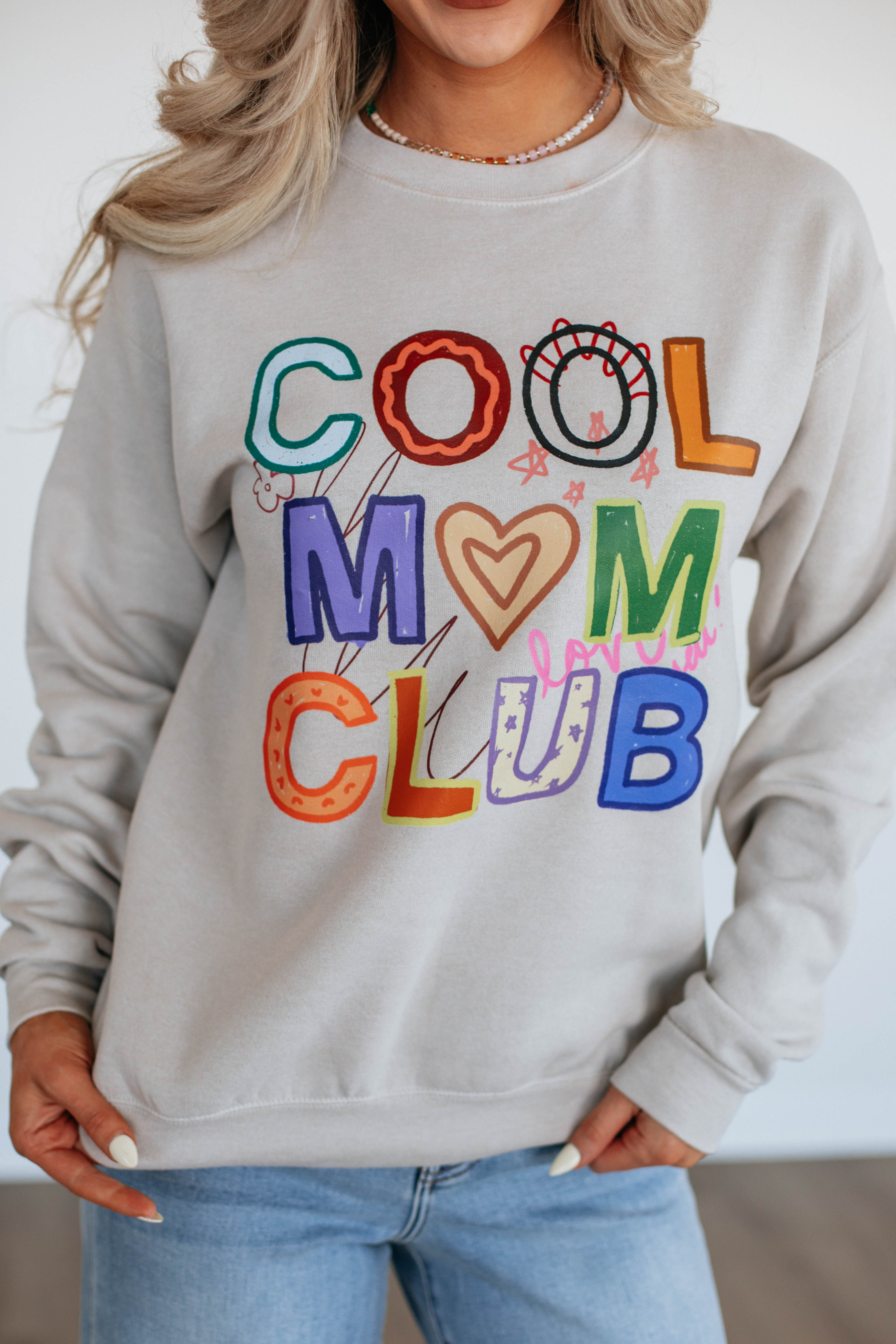 Cool Mom Club Sweatshirt - Trendy Women's Pullover Hoodie for Casual Wear | Perfect for School Drop-offs, Weekend Outings & Relaxing at Home