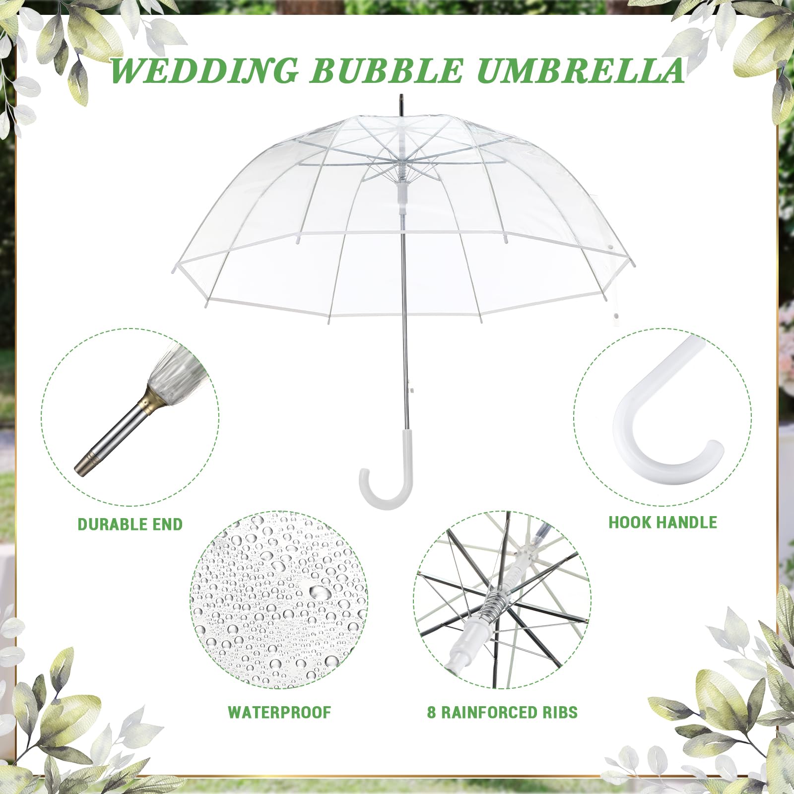 12 Pack Clear Bubble Umbrella 52 Inch Large Dome - Windproof & Waterproof Wedding Umbrellas for Bride, Groom, Prom, Graduation - Perfect for Outdoor Events, Photography & Rainy Day Protection
