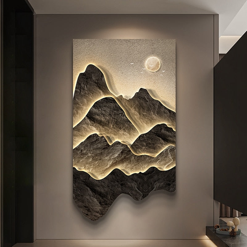 Stunning Mountains Wall Light - Modern 3D Mountain Decor for Bedroom & Living Room - Perfect for Home, Office & Cabin Decor