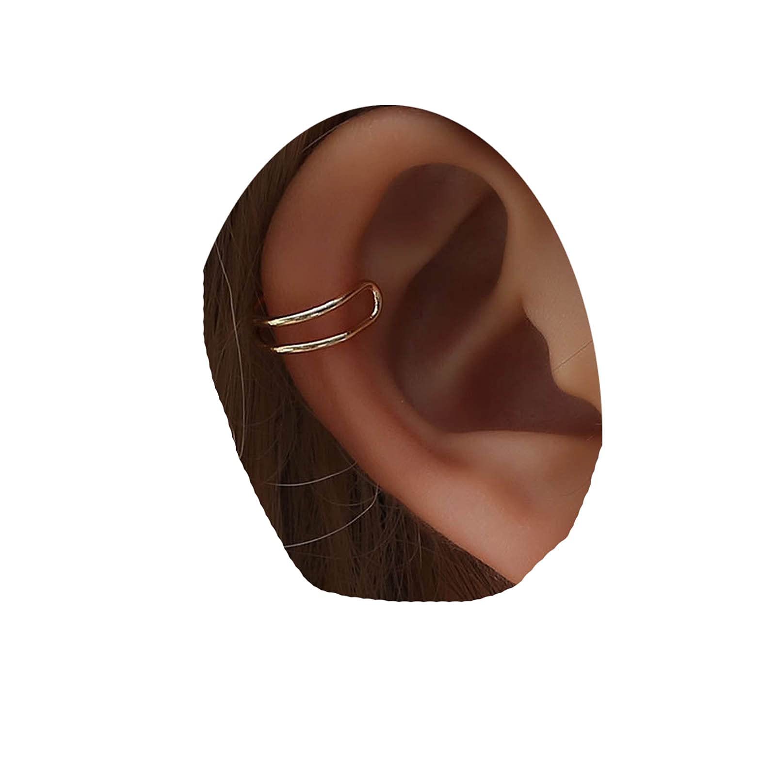 Boho Gold Double Ring Cuff Earrings for Cartilage & Helix - Non Pierced Clip On Earrings for Women | Perfect for Parties, Weddings & Everyday Boho Style