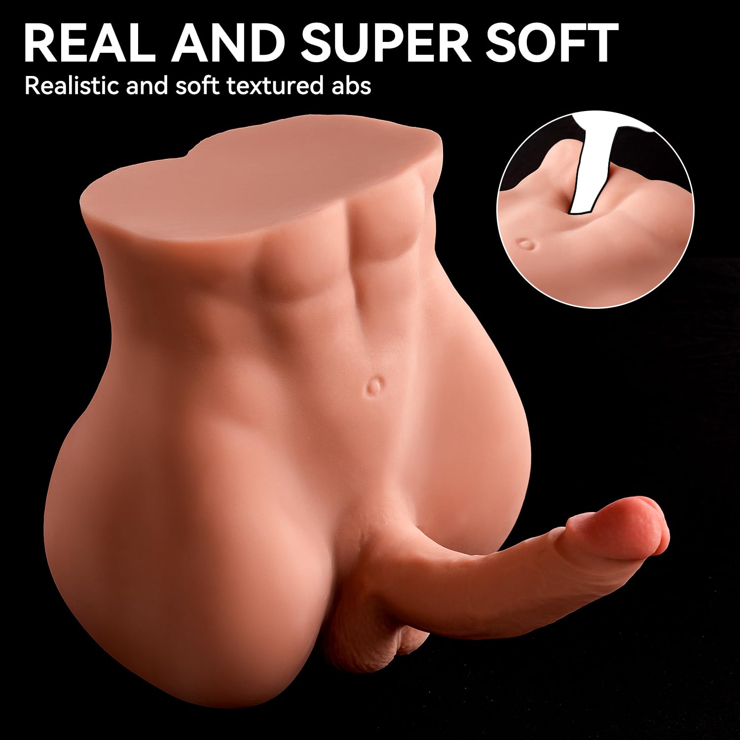 12LB Realistic Male Sex Doll with Lifelike Dildo & Big Butt - 2-in-1 Torso Masturbator for Women, Couples & Gay Adults - Flexible 360° Anal Toy for Enhanced Solo & Partner Play - Perfect for Discreet Home Use & Spicing Up Relationships (Brown)