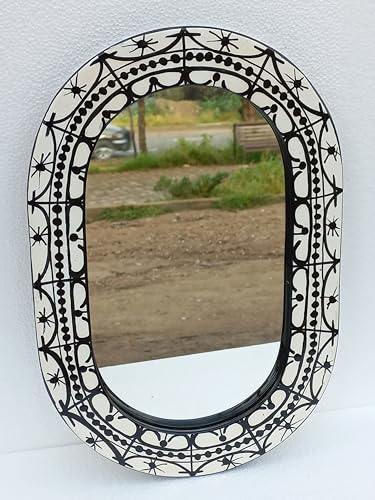 Talavera Mirror - Handmade Mexican Pottery Folk Art Bathroom Wall Decor, Vanity Mirror with Hanging Hook for Home & Bathroom Decor