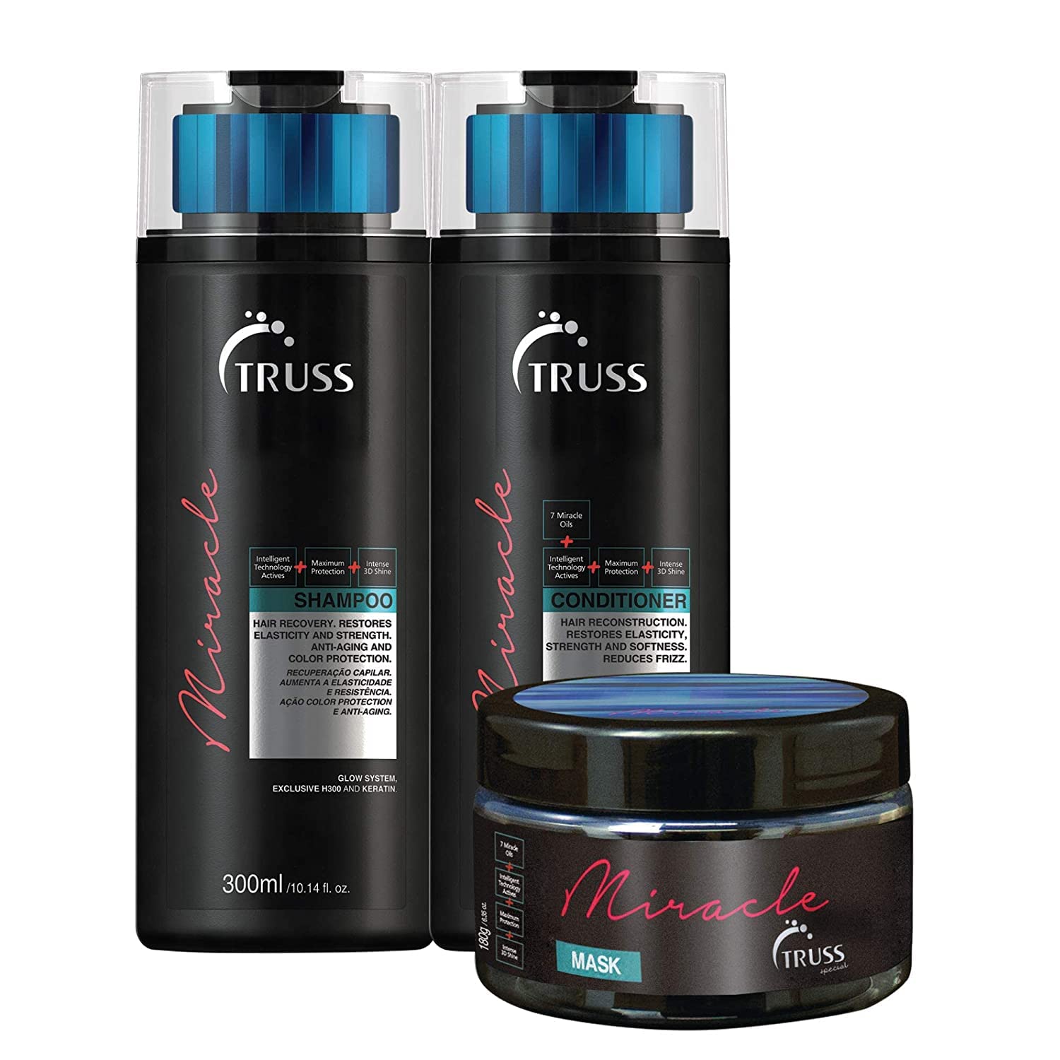 TRUSS Miracle Shampoo & Conditioner Set with Hair Mask - Sulfate Free Hair Care Kit for Damaged Hair Repair | Salon Quality Treatment for Dry, Frizzy & Color-Treated Hair | Perfect for Home & Professional Use