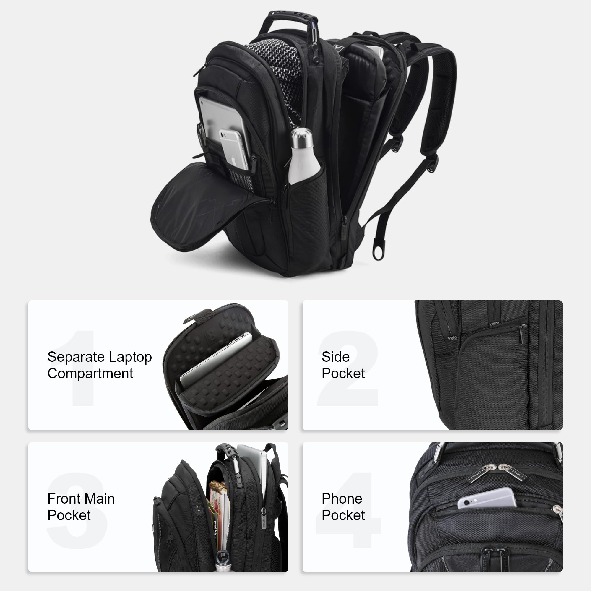 LEVEL8 Laptop Backpack for Work & Travel - Fits 15.6